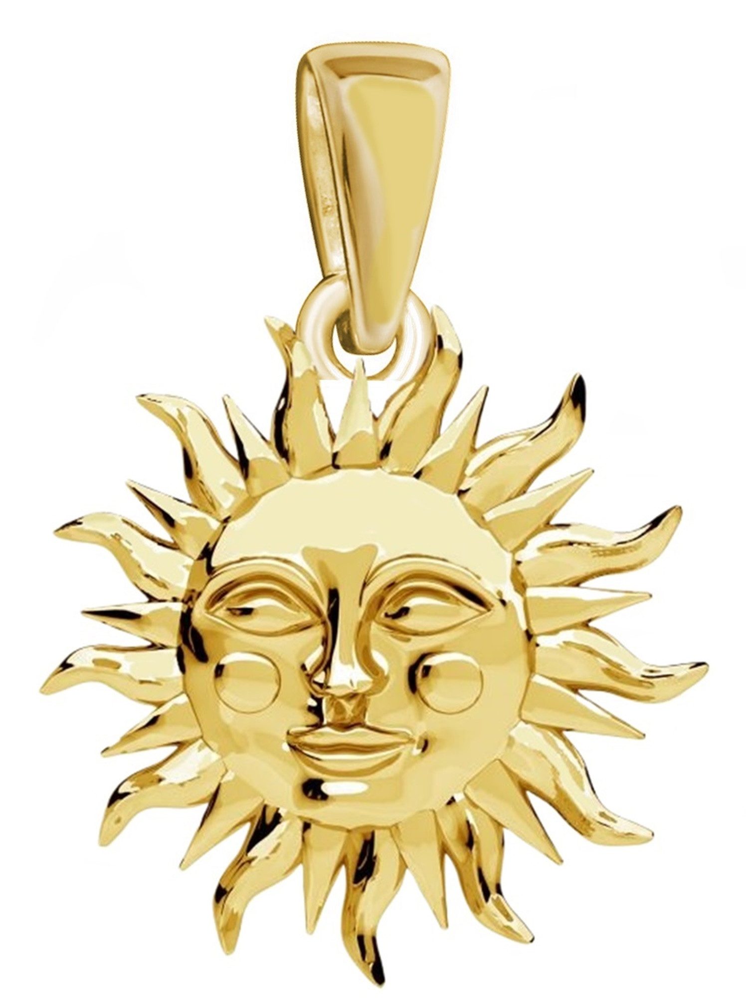 Goldene Hufeisen Sonnenanhänger Sonne Anhänger für Halsketten 925 Sterling-Silber vergoldet, Sonnen-Schmuck für Armbänder oder Kettenanhänger