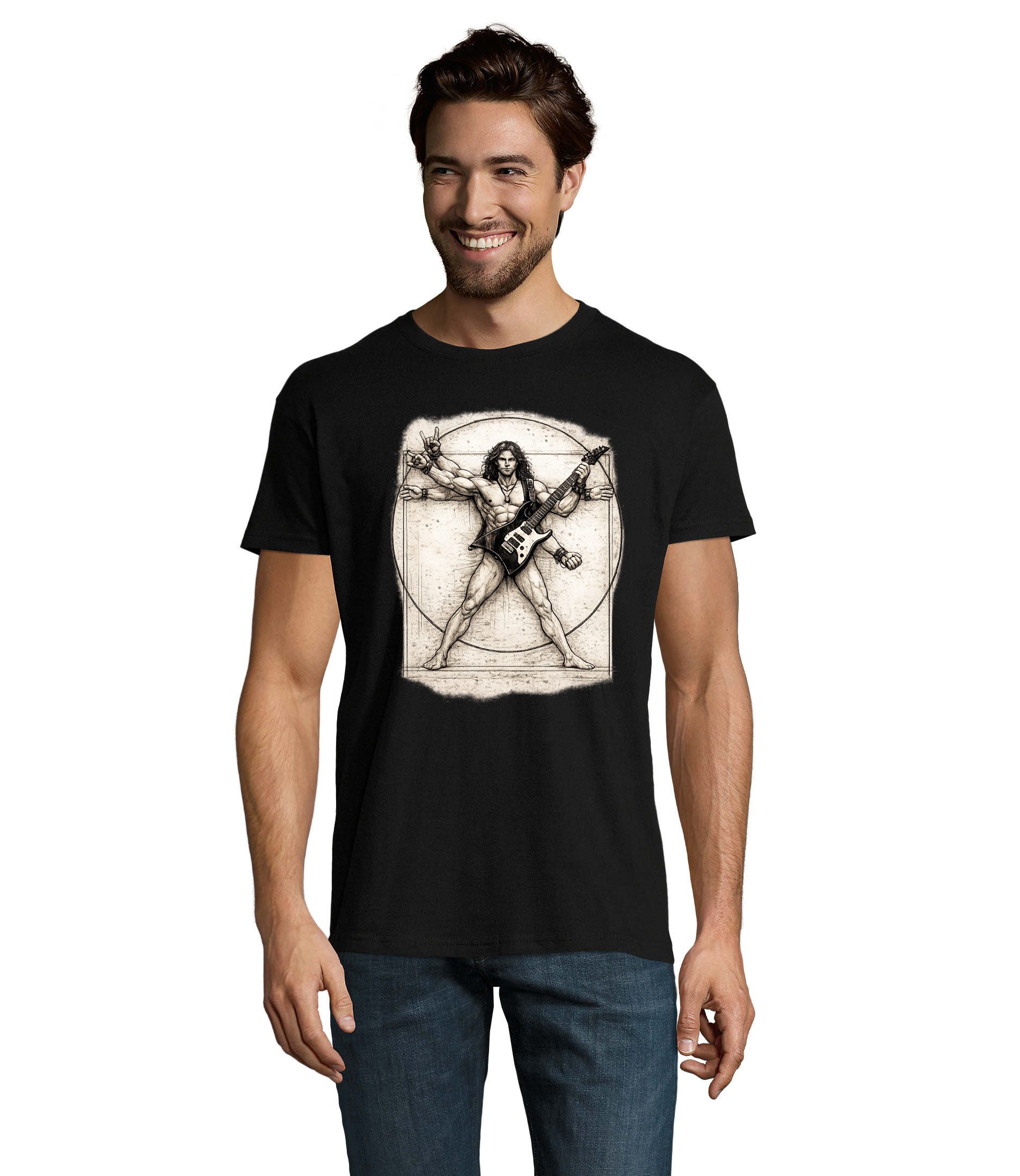 T-Shirt VitruvianischDaVinciGitarre H Tee Herren T Shirt Print Motiv