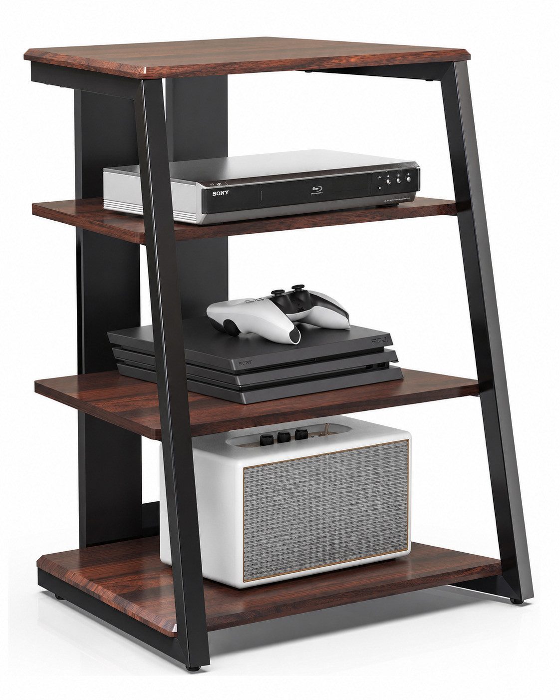 FITUEYES TV-Regal HIFI-Rack mit höhenverstellbaren Einlegeböden, ca. 78 cm hoch, mit verstellbaren Füßen, wasserabweisend