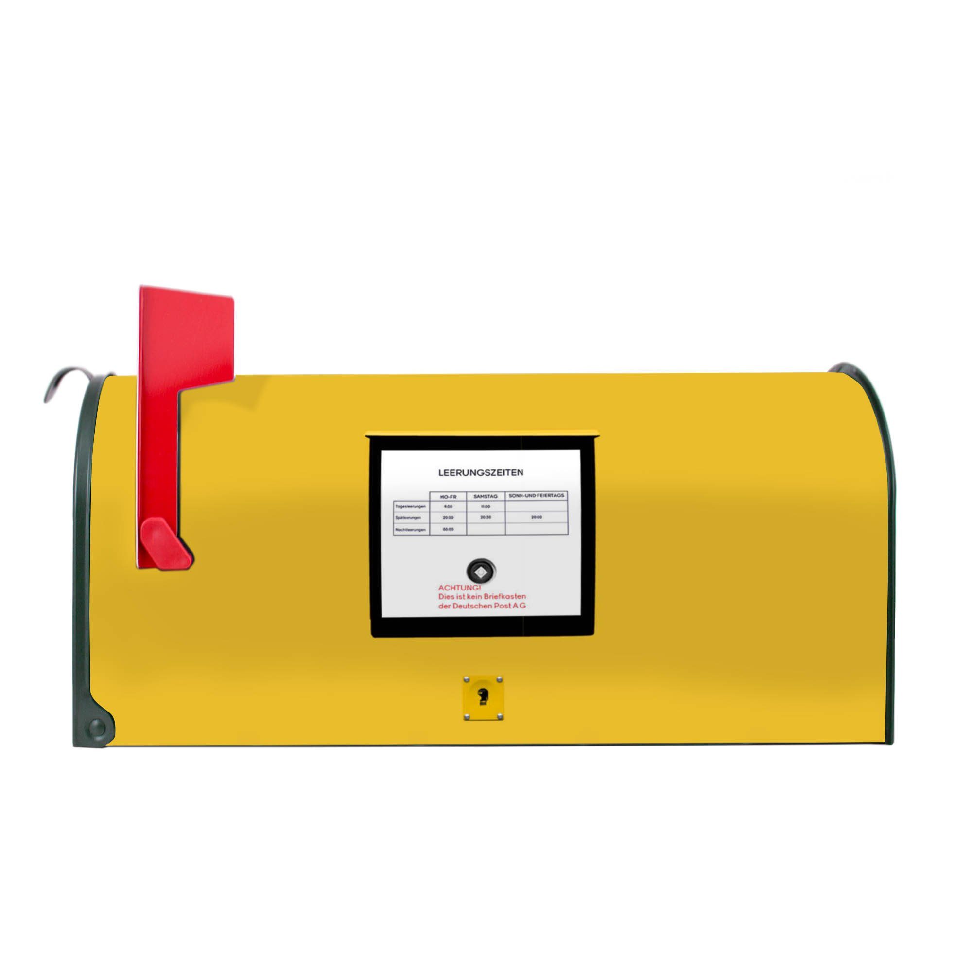 BANJADO US Mailbox Letterbox Stahl weiß inklusive silbernem Ständer Amerikanischer Briefkasten 51x22x17cm mit Motiv Dünen