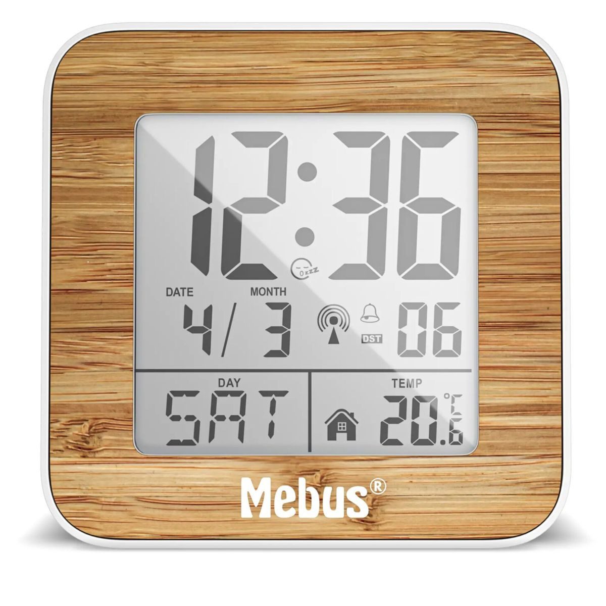 Mebus Wecker 27247 Weiß/Holzoptik Funkwecker digital günstig online kaufen