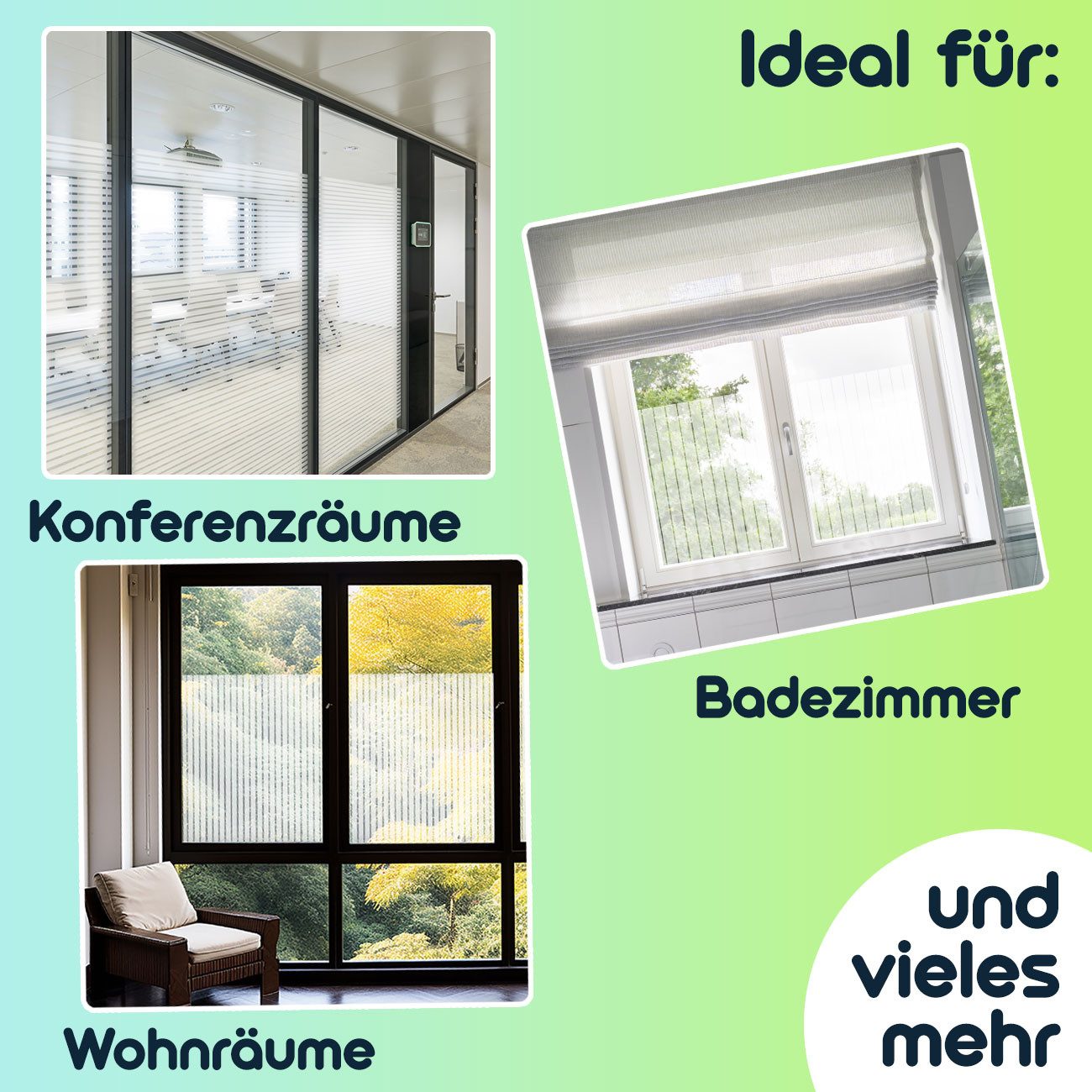 Casativo Sichtschutzfolie Casativo 2er-Set Milchglasfolie Streifen 50x200cm, (1-St), Milchglasfolie für Badezimmer, Toilette, Duschkabine