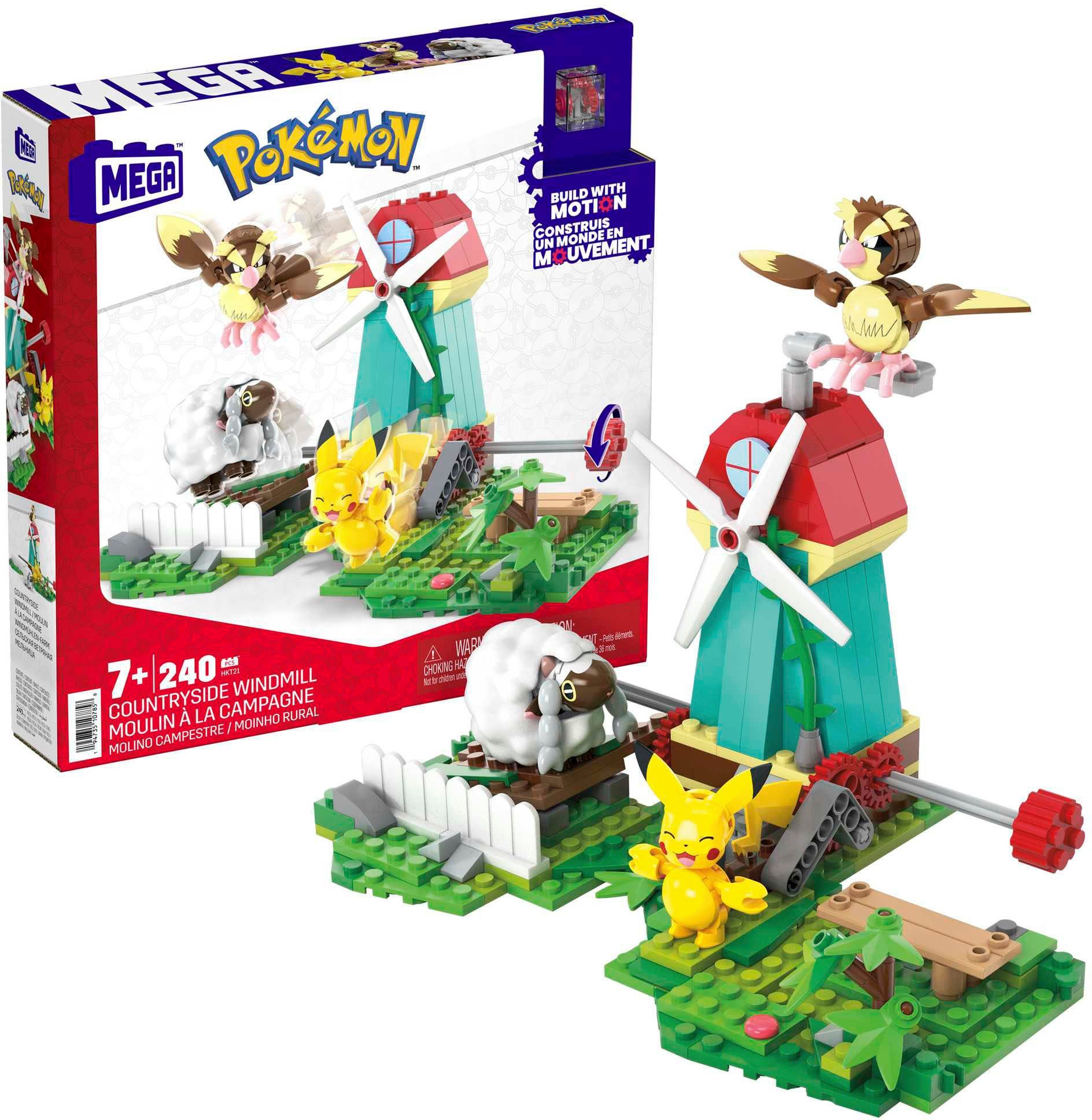 MEGA Spielbausteine MEGA Pokémon, Windmühlen-Farm mit Pickachu, (240 St)