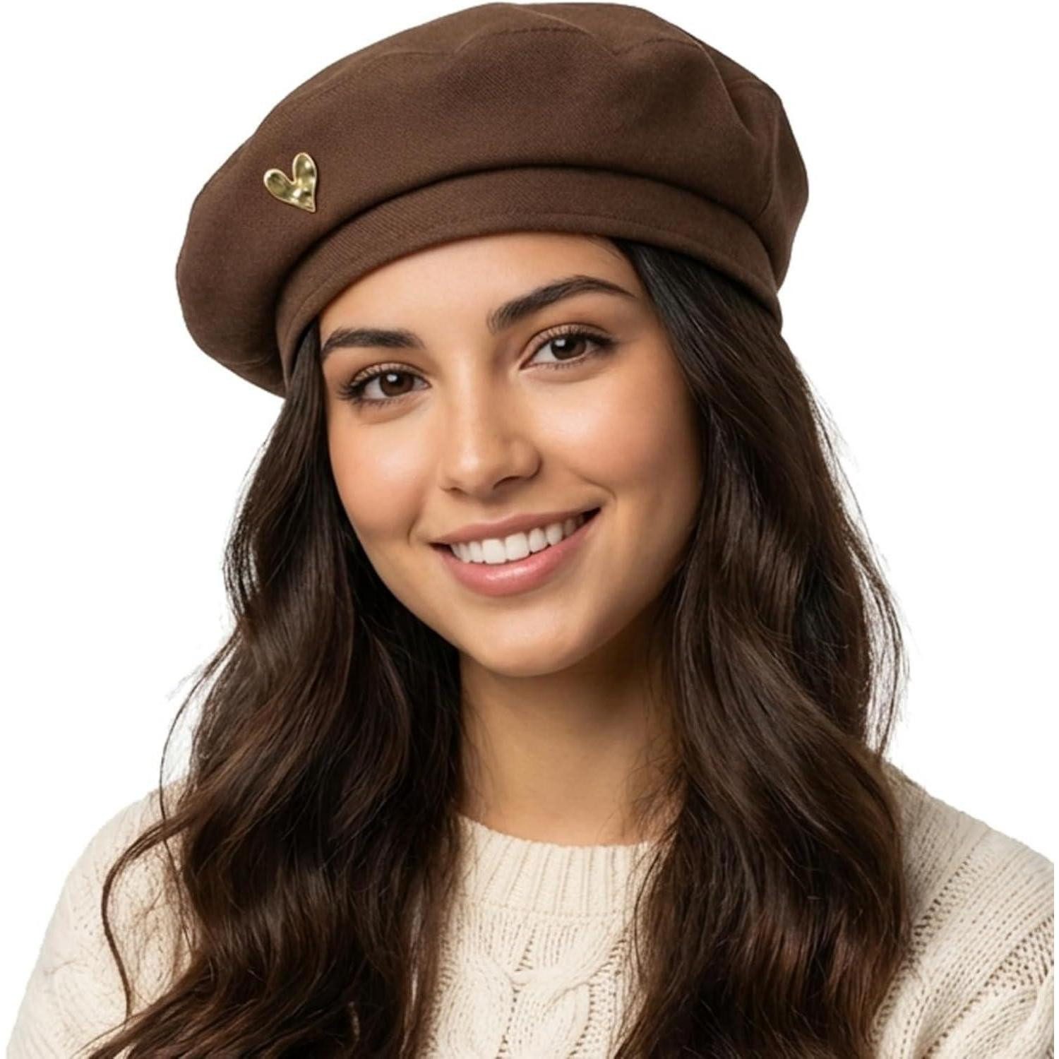 LuxusKollektion Baskenmütze Baskenmütze Damen Baumwolle Barett Beret Cap Malermütze 56-59 Kaffee