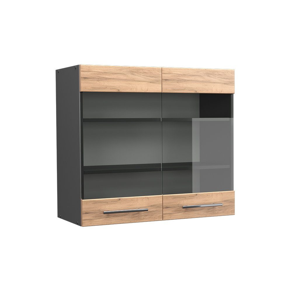 Vicco Glashängeschrank Fame-Line, Goldkraft Eiche/Anthrazit, 80 günstig online kaufen
