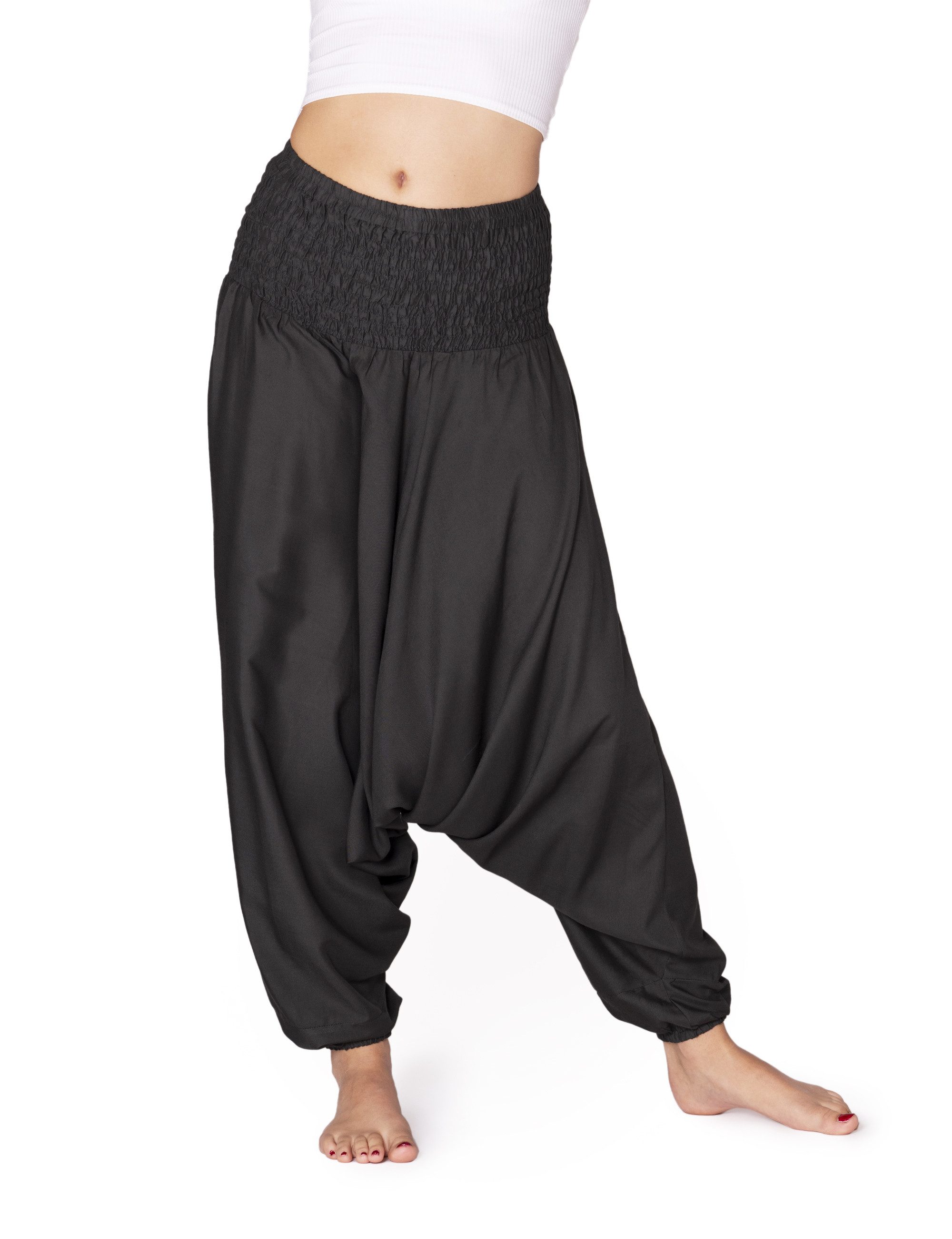 PANASIAM Pumphose Aladinhose einfarbig Haremshose aus 100% natürlicher Viskose Pumphose für Damen bequeme Freizeithose Pluderhose