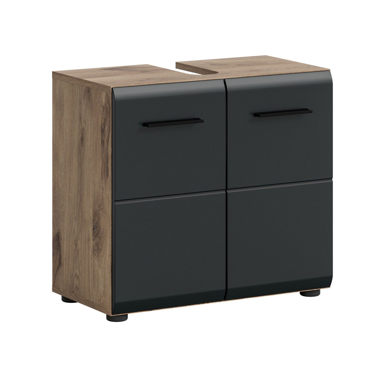 Aileenstore Waschbeckenunterschrank ARCTIC 60 cm Breite, Schwarz matt, 2 Türen