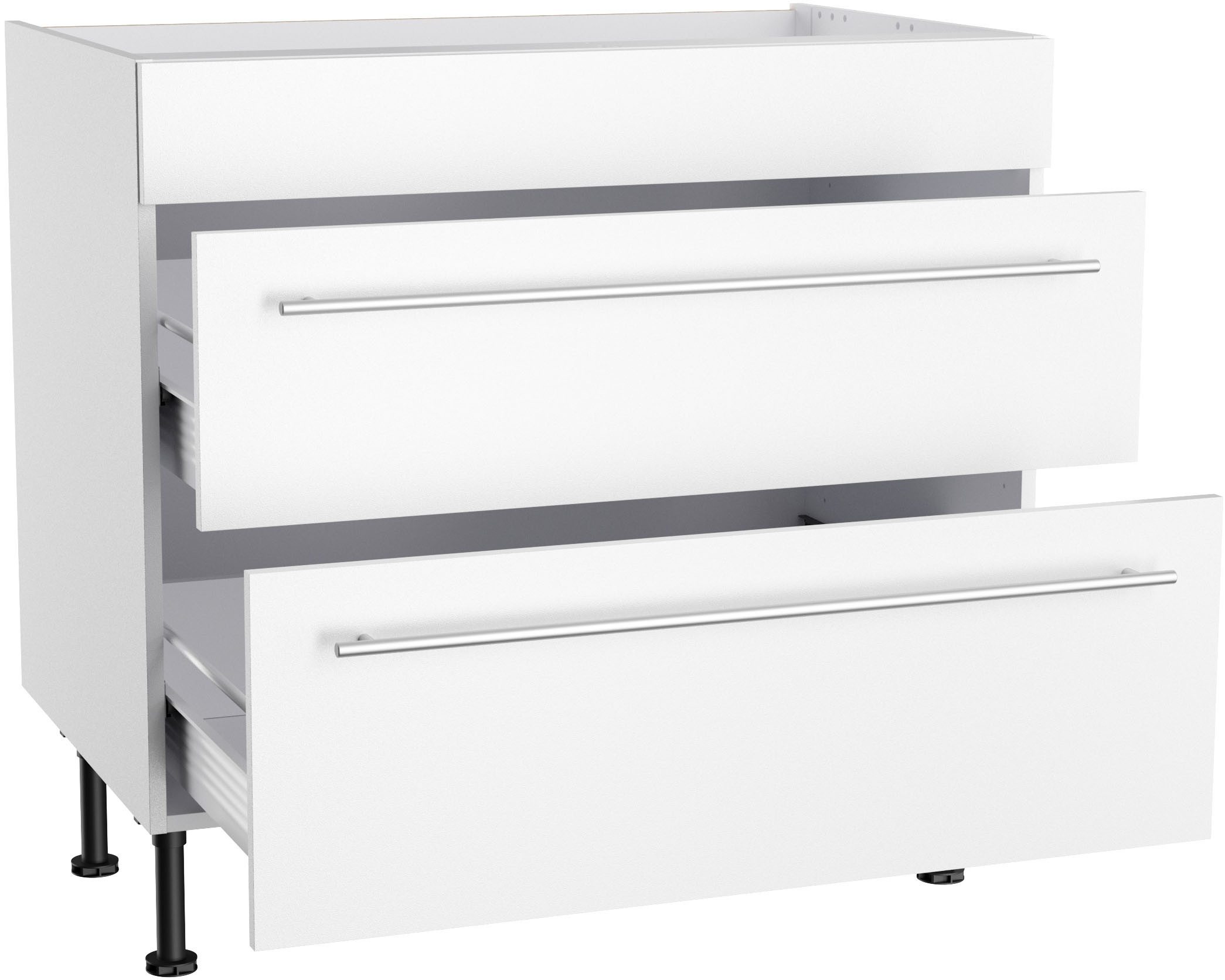 KOCHSTATION Kochfeldumbauschrank KS-Bern2 Breite 90 cm, Kochfeldumbauschrank, 2 Auszügen, 1 feste Blende