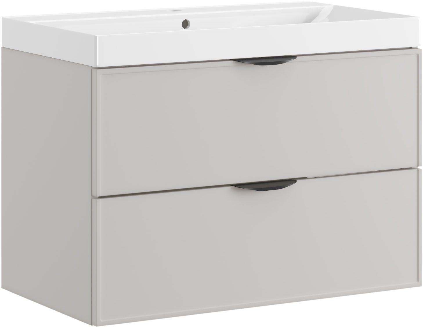 welltime Waschtisch FLOW SIMPLE mit Waschbecken, Breite 60 oder 80cm, modernes Design, Schrank mit 2 Schubladen, Soft-Close-Function, in 2 Breiten erhältlich