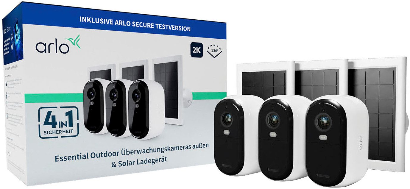Smart Home Kamera 2 2K Outdoor Camera 3pack W/3 Solar Panel