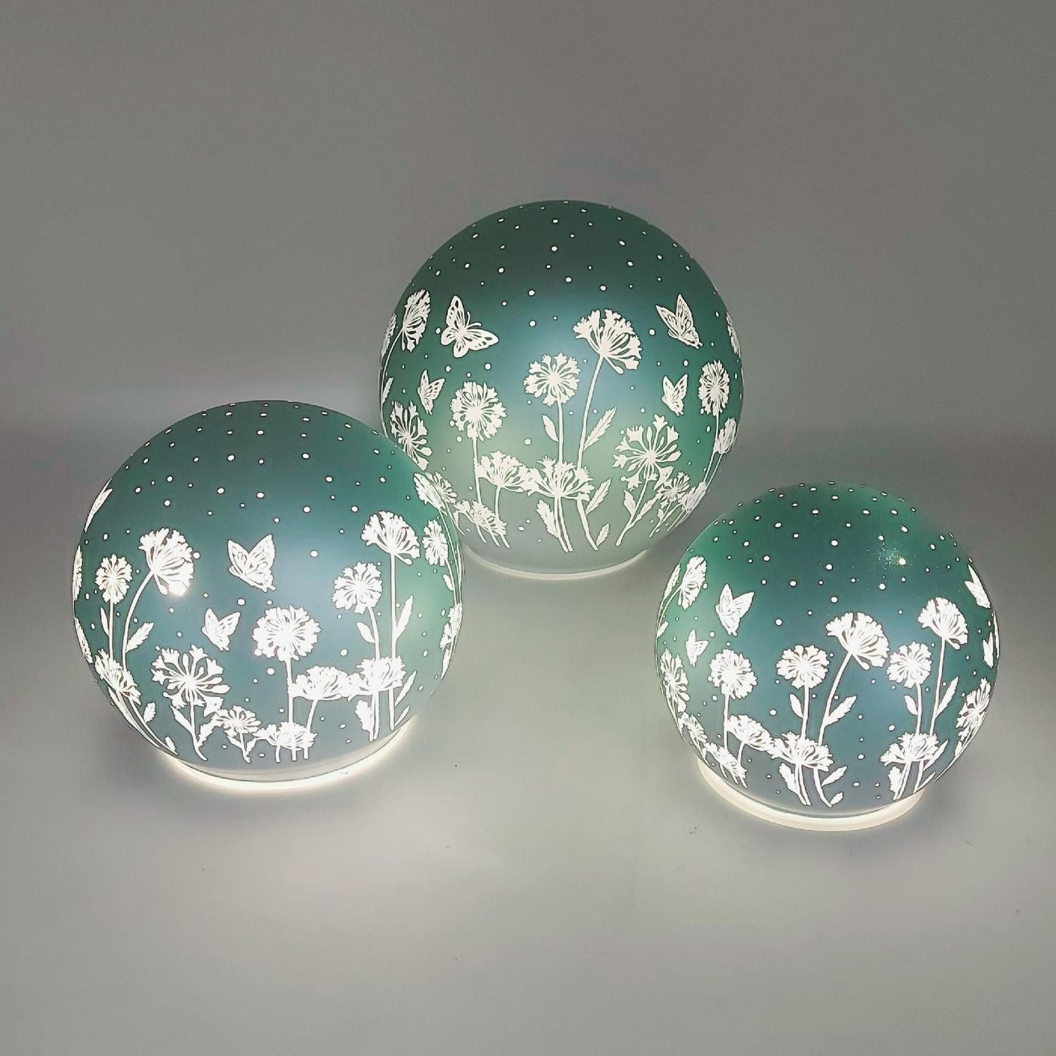 formano Kugelleuchte Blumenwiese, Mit Timerfunktion, Grün, Motiv: Blumenwiese