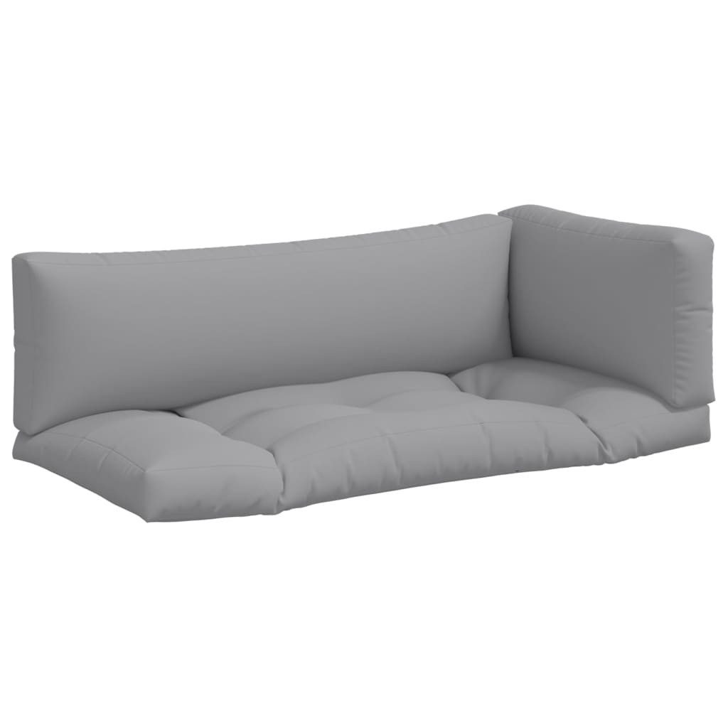 vidaXL Sitzauflage Palettenkissen 3-tlg. Grau Stoff, günstig online kaufen