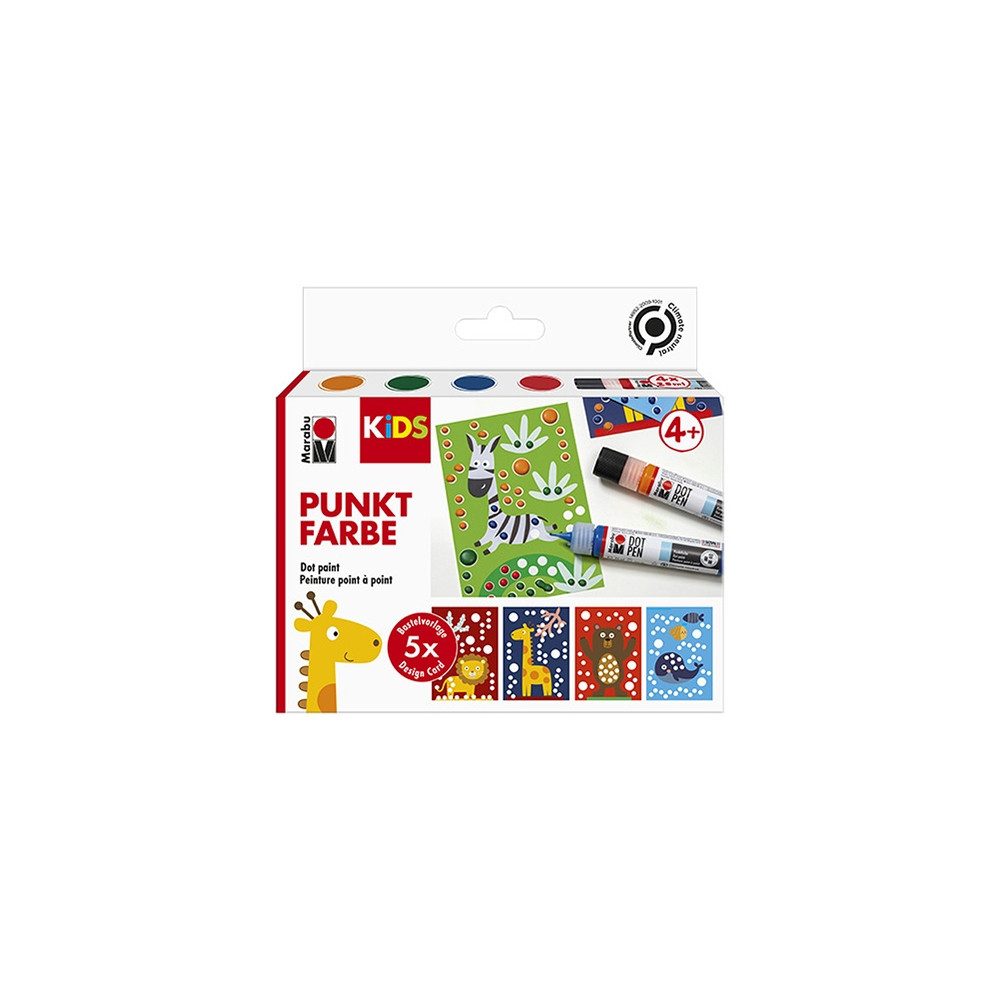 Marabu Bastelfarbe Marabu KiDS Dot Pen Set Tiere 4x25ml
