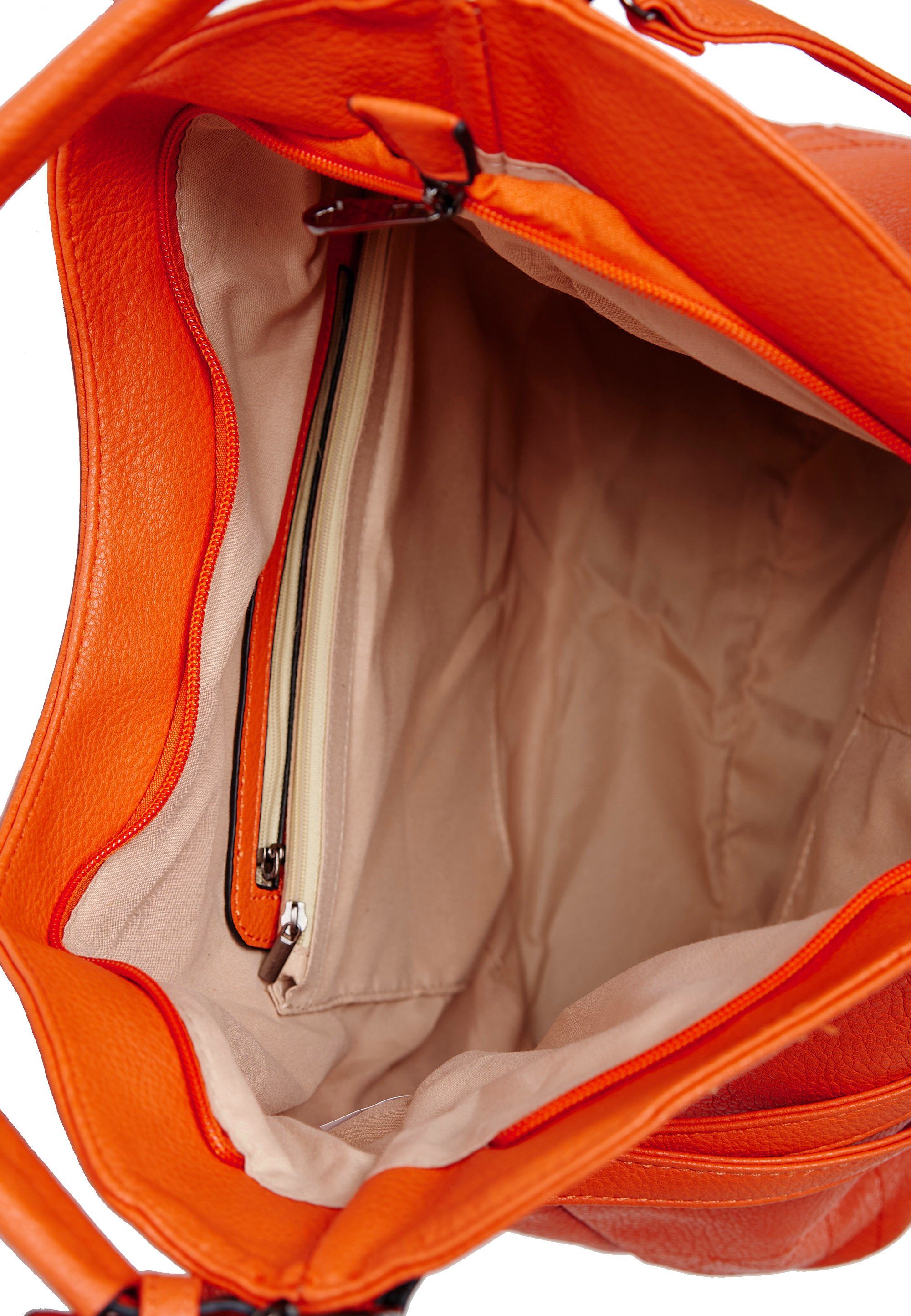 Ziernaht und orange Lederoptok geflochtener Umhängetasche, dekorativer, in mit Rautenmuster Harpa