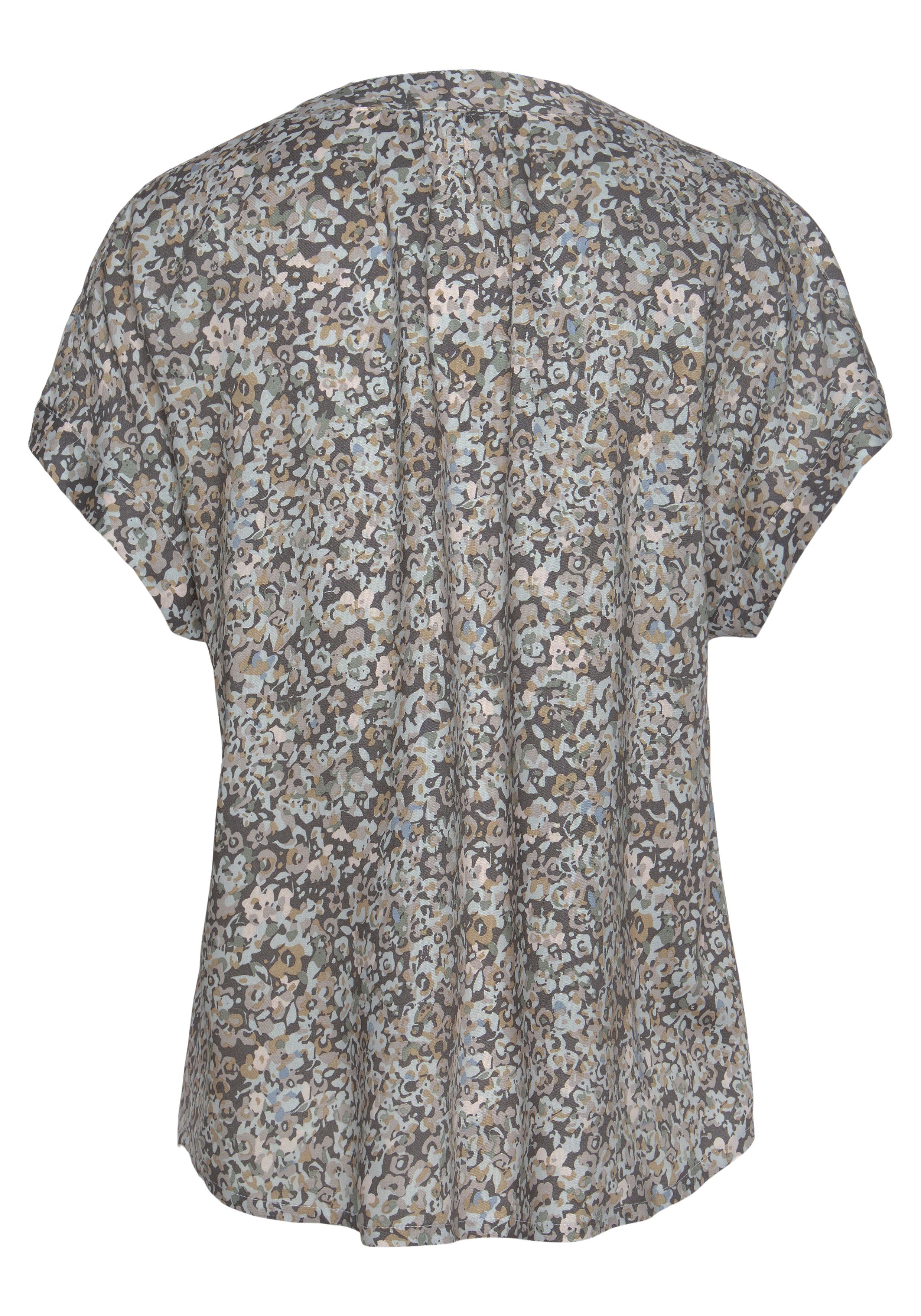 Vivance by Lascana Kurzarmbluse mit Blümchendruck, V-Ausschnitt und lockere Passform Damenbluse mit kurzen Ärmeln, bedrucktes Blusenshirt, feminin – Bild 4 von 5