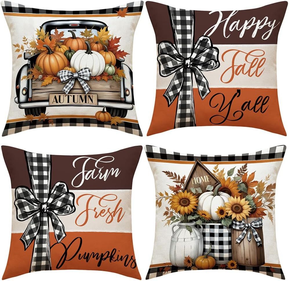 FELIXLEO Kissenbezug 4er Set Kissenbezug Herbst 45x45 Kissenhülle Kürbis De günstig online kaufen