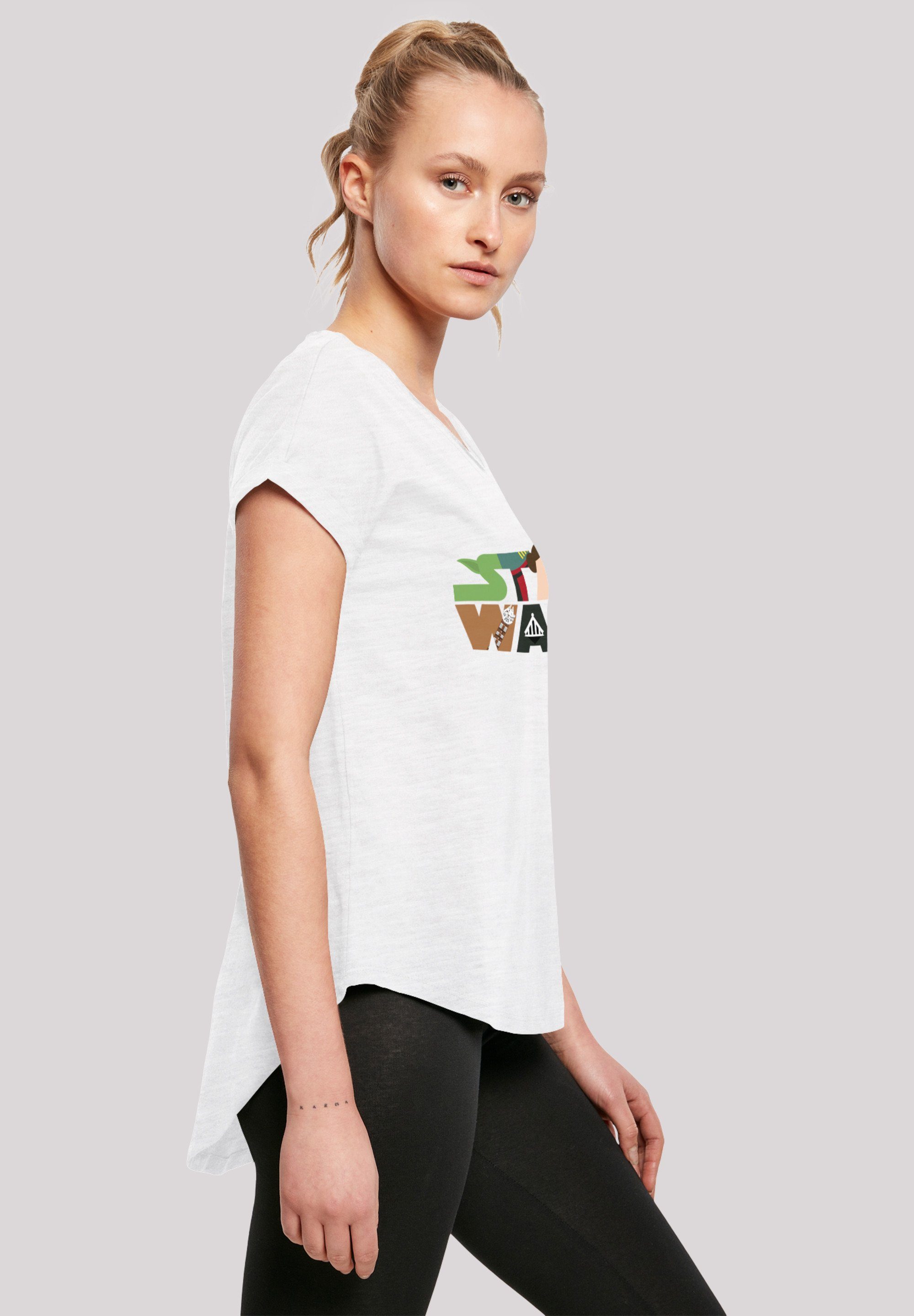 Character Star Kurzarmshirt Logo Tee Long Ladies white Wars F4NT4STIC (1-tlg) Damen with Slub