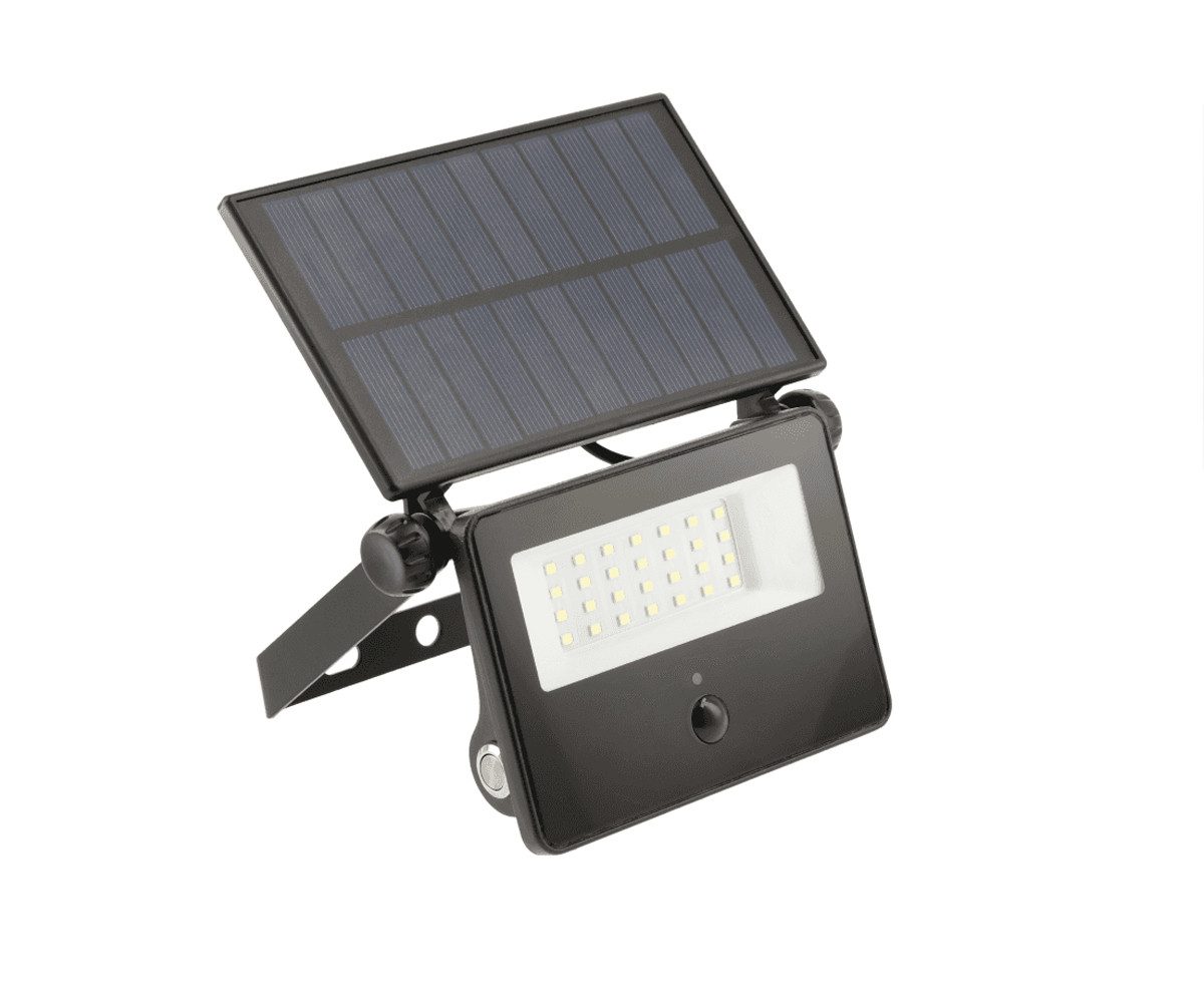 GTV LED Solarleuchte 850 Lumen LED Solarfluter Außenleuchte mit Bewegungssensor Kaltweiß, 10 Watt, 850 Lumen, Kaltweiß, IP65