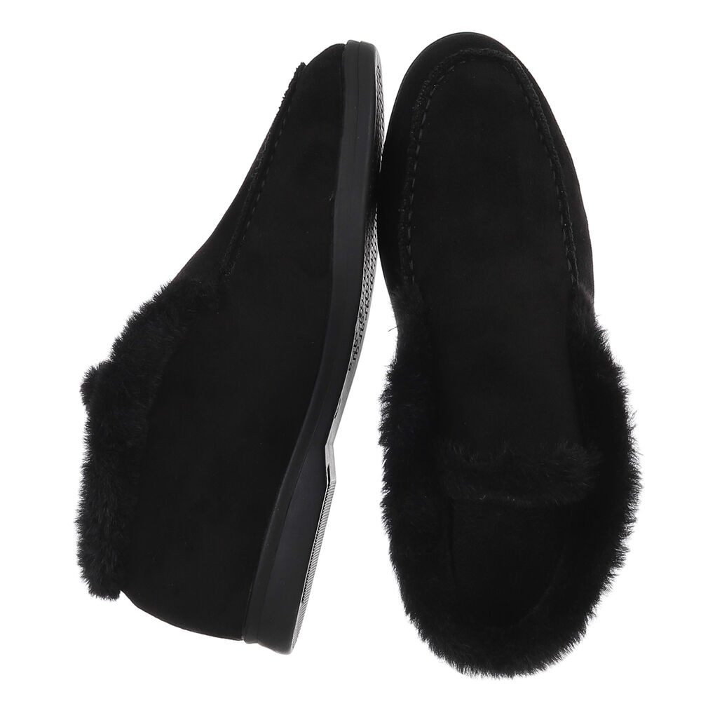 Ital-Design Gemütlicher Damenschuh mit weicher Innenauskleidung Snowboots (90793370) Blockabsatz Mokassins in Schwarz