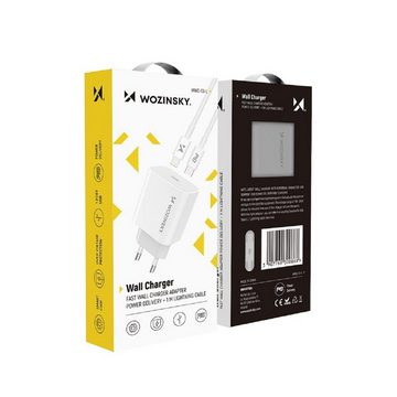 Wozinsky Schnellladegerät USB C PD 20W + USB C / iPhone-Anschluss Kabel Smartphone-Ladegerät (1-tlg)