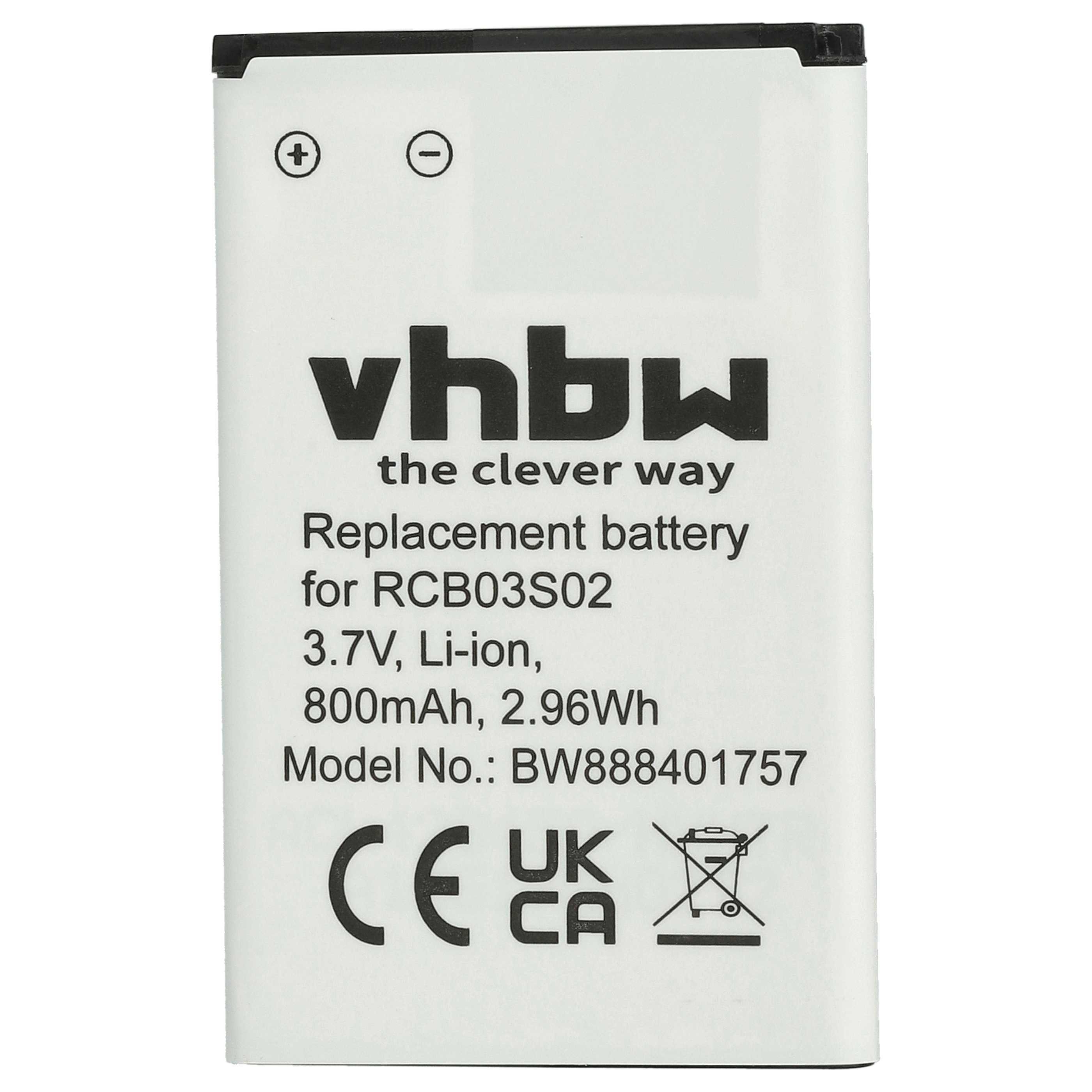 vhbw Akku Ersatz für Swisstone RCB03S02 für Klapphandy / Mobilfunk (800 Smartphone-Akku Akku Li-Ion 800 mAh (3,7 V, 1 St), Leistungsfähiger Austausch-Akku für Telefon, Smartphone