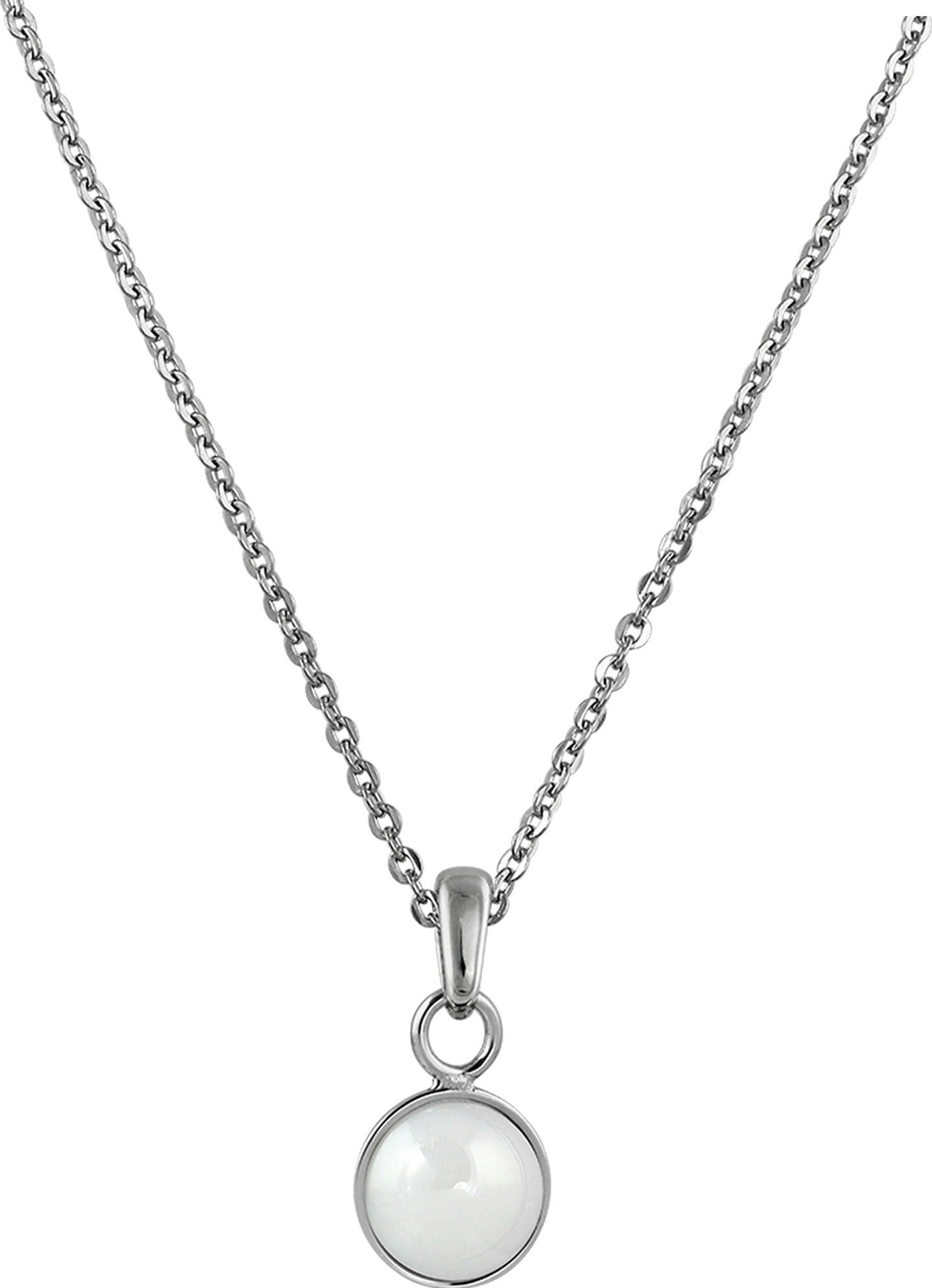 Halsketten Amello aus (Halskette), (Stainless (Halbkugel) Halbkugel Damen Edelstahlkette Steel) silber Halskette Amello weiß Edelstahl