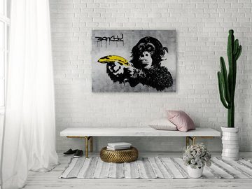 KUNSTLOFT Gemälde Banksy's Banana Joy 100x75 cm, Leinwandbild 100% HANDGEMALT Wandbild Wohnzimmer