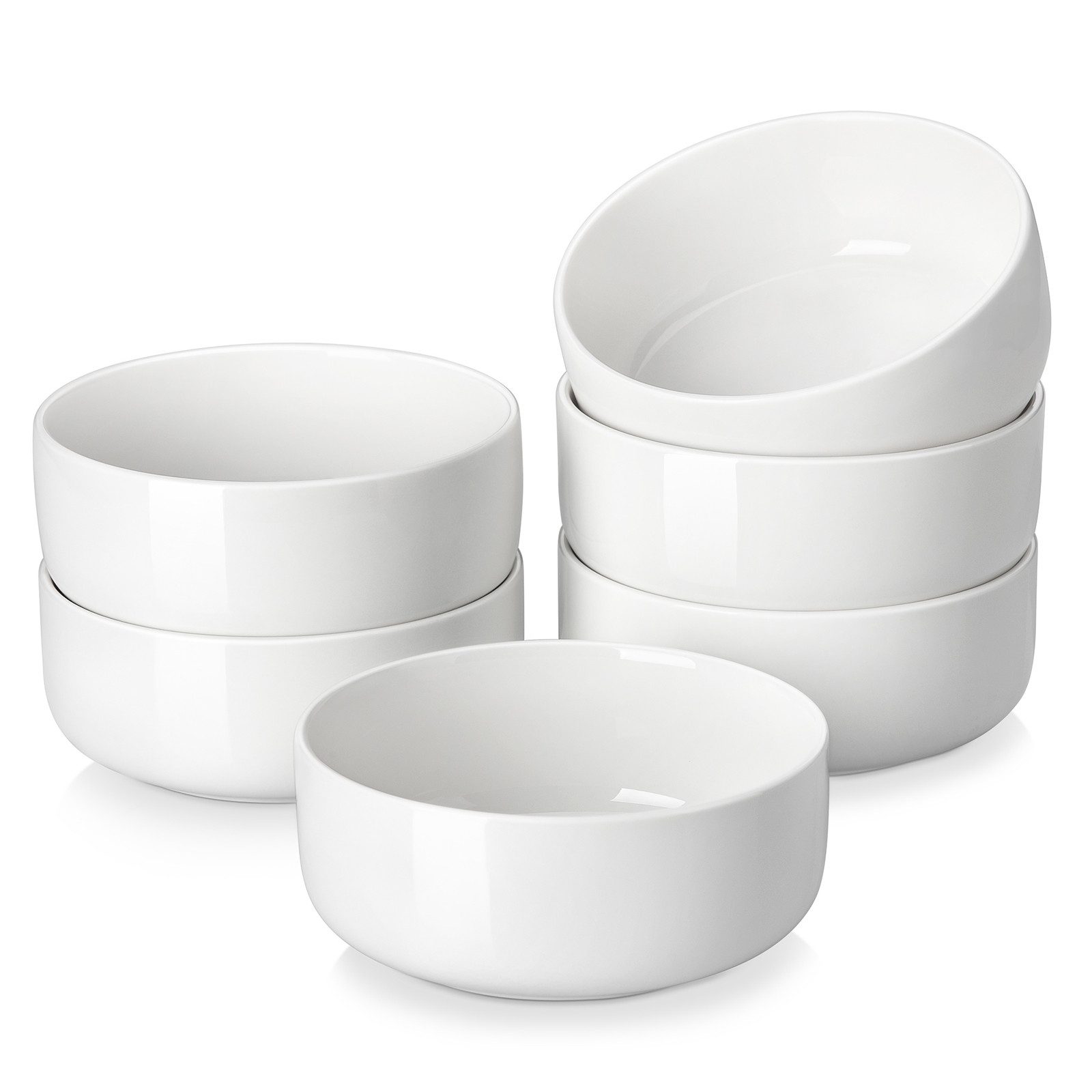 MALACASA Schale 6-tlg Schale Set LUNA für 6, Weiß Porzellan Müslischale, Porzellan, (Set, 6-tlg)