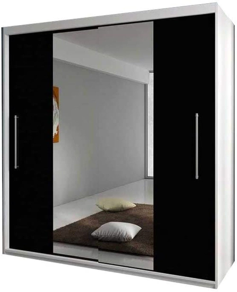 MOEBLO Kleiderschrank NICO mit spiegel (Wohnzimmer Schiebetüren Schrank Modern Design, Schwebetürenschrank, Kleiderstange und Einlegeboden für Schlafzimmer) - (BxHxT): 204x218x58 cm