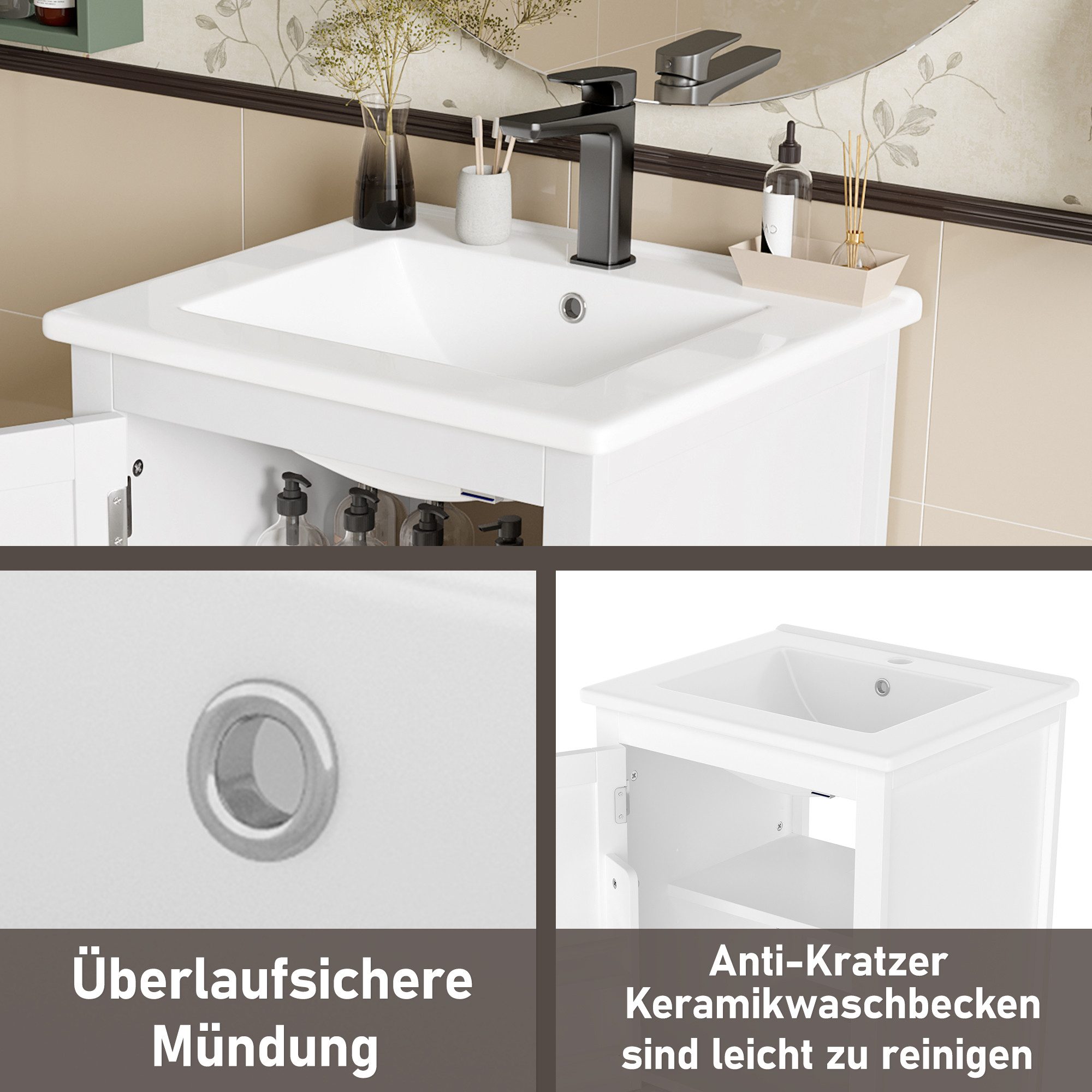 Merax Waschtisch mit Schublade, Türregal und günstig online kaufen