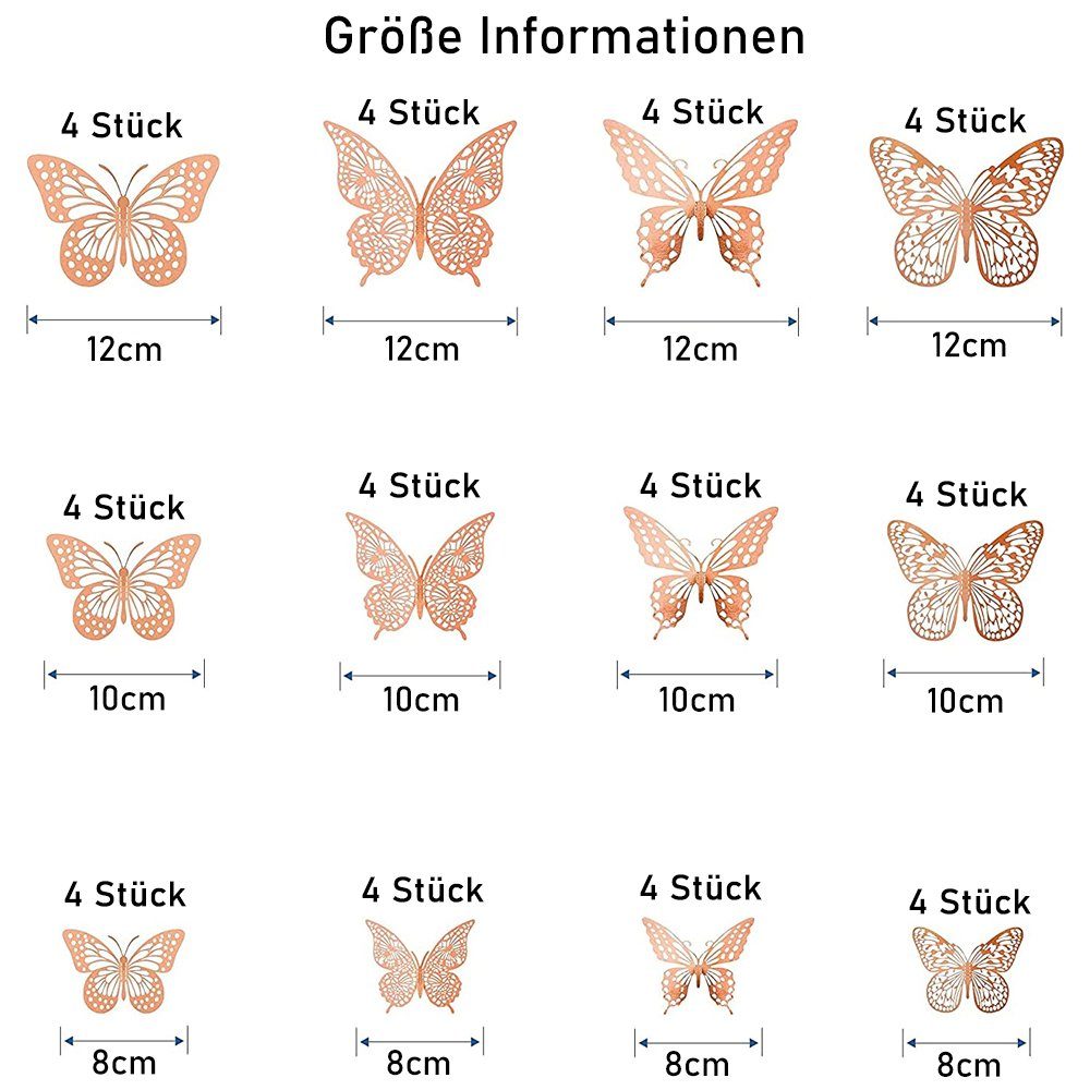 NUODWELL 3D-Wandtattoo 48 Stück 3D Schmetterling günstig online kaufen