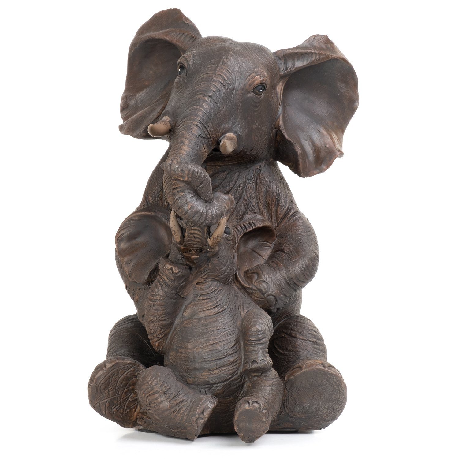 Moritz Dekofigur Deko-Figur Elefantenbaby sitz der Dekoelement Dekofigur Dekoration Polyresin, aus bei Mutter verspielt Polyresin Figuren aus