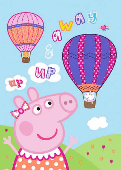 Kinderdecke Peppa Wutz Ballon Fleecedecke Warm Kuscheldecke Heißluftballon 140x100, Peppa Pig