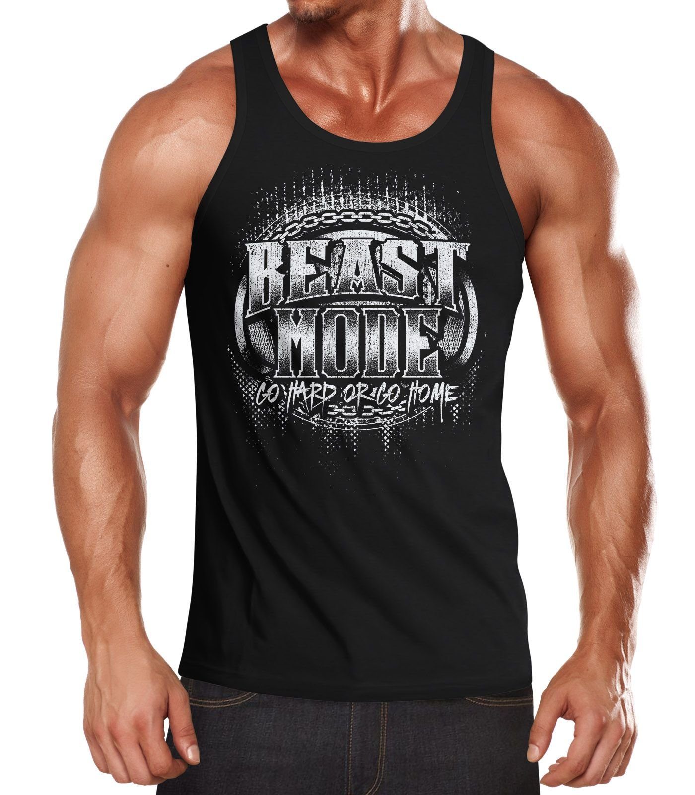 MoonWorks Tanktop Herren Tank-Top Beast Mode Moonworks® mit Print