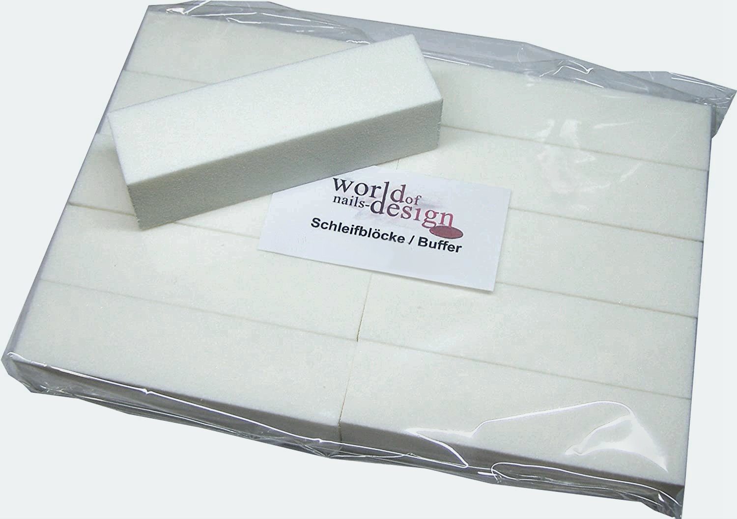 World of Nails-Design Polierblock weiße Buffer, Schleifblöcke 100/100 Profiqualität 10er Pack