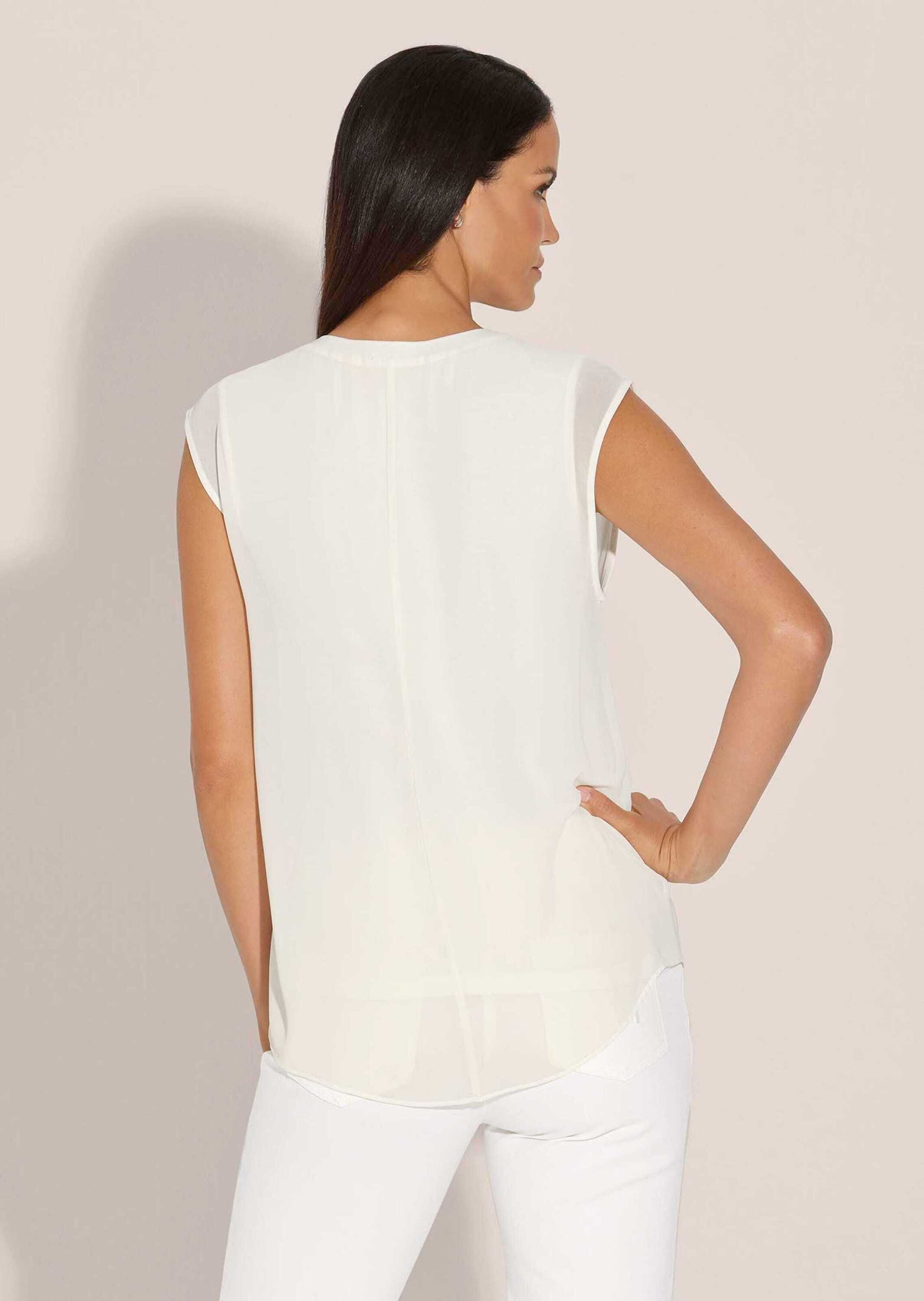 MADELEINE Kurzarmbluse Langes Blusentop im Layer-Look