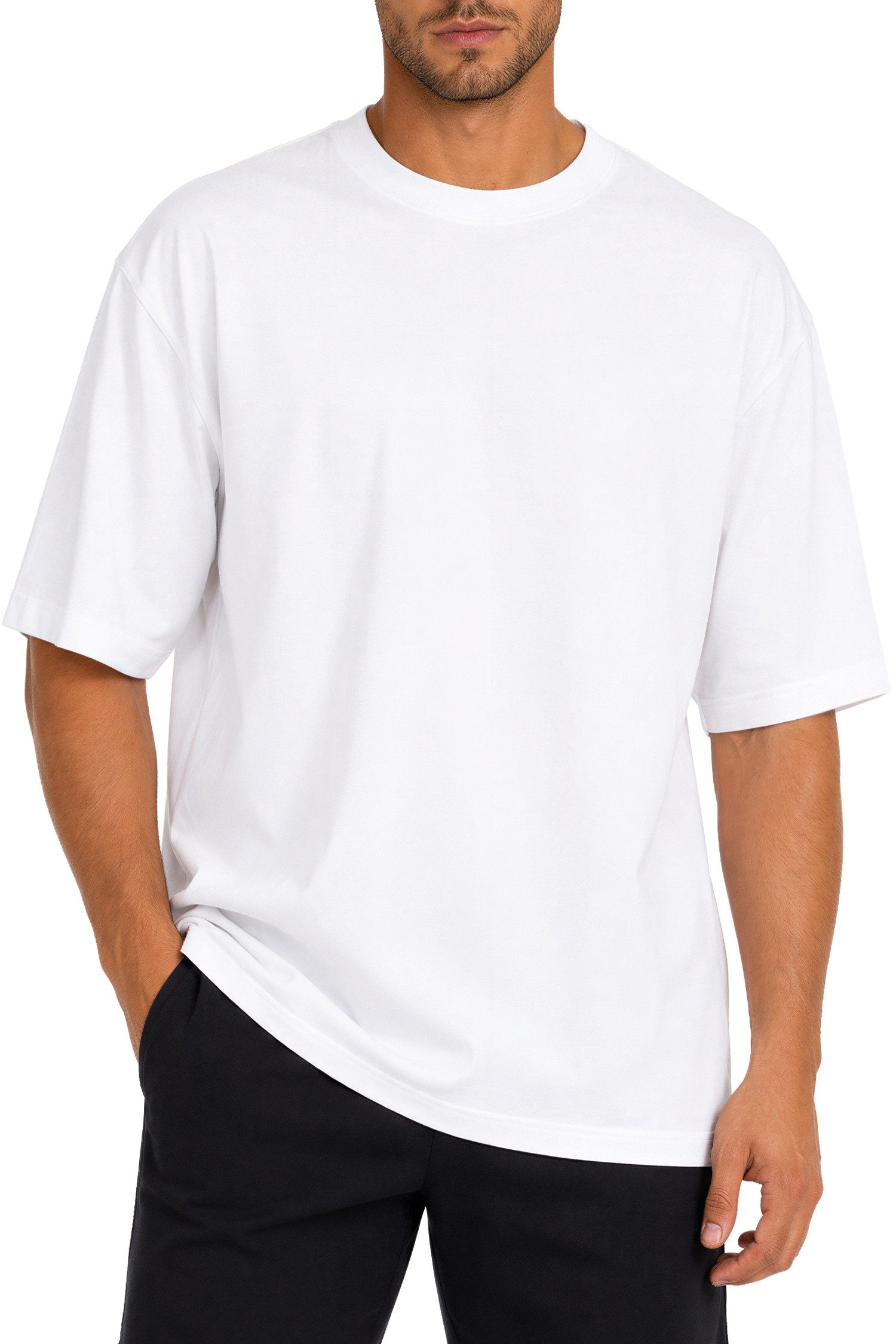 Reichstadt T-Shirt Herren Regular Fit Kurzarmshirt Shoulder Drop 25RS071 in kräftigen Farben