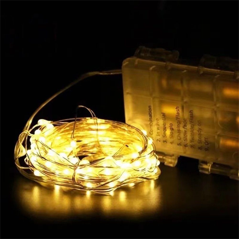 Dekorative LED-Lichterkette LED-Lichterkette 10m/100 LED Innen Wasserdicht Lichterkette, 100-flammig Deko