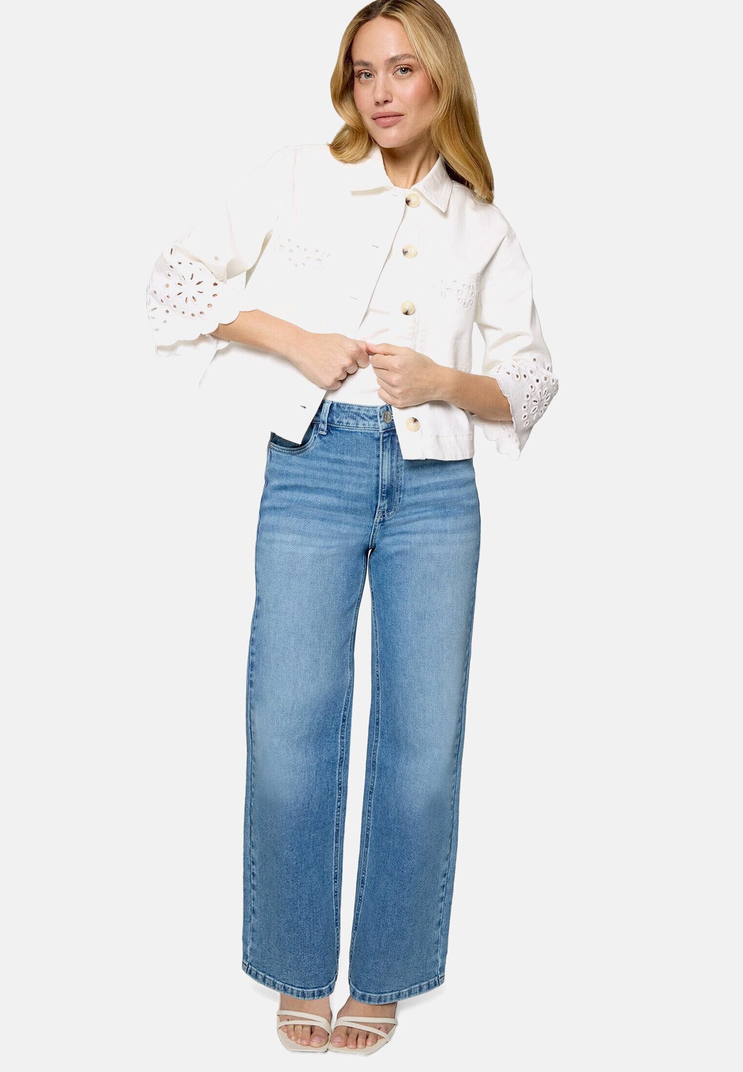 Zero Jackenblazer Damen mit Lochmuster Lochstickerei