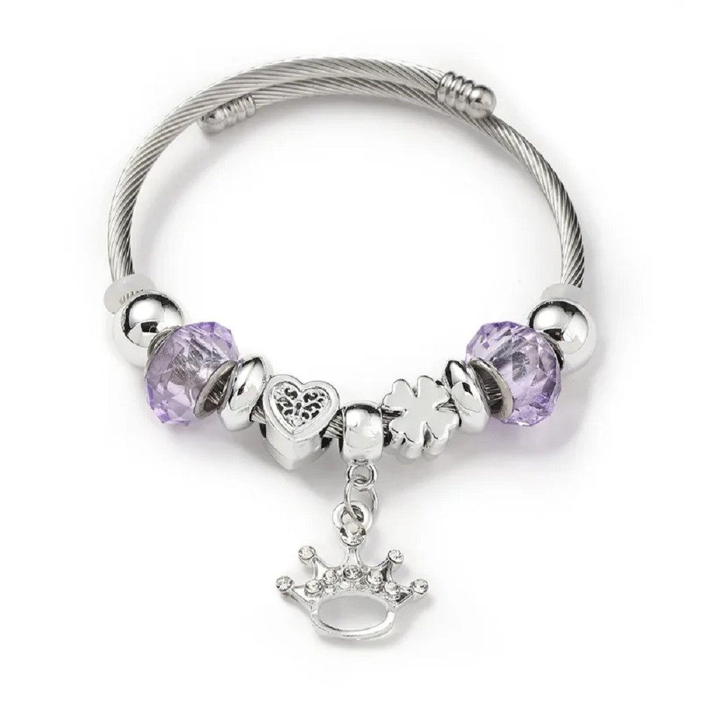 Eyecatcher Armkette Charm-Armband mit lila Kunststoffperlen günstig online kaufen