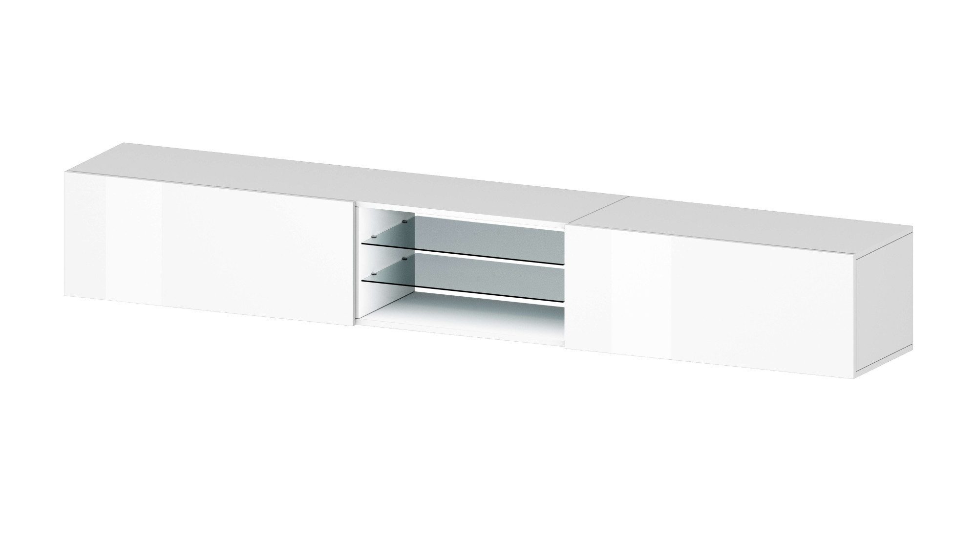 OTTO home Lowboard Egypt,Lowboard,TV-Kommode,TV-Möbel,TV-Bank, mit 2 Klappen, 2 Glasböden,kompl. Hochgl. lackiert (B/T/H)240x38x35 cm