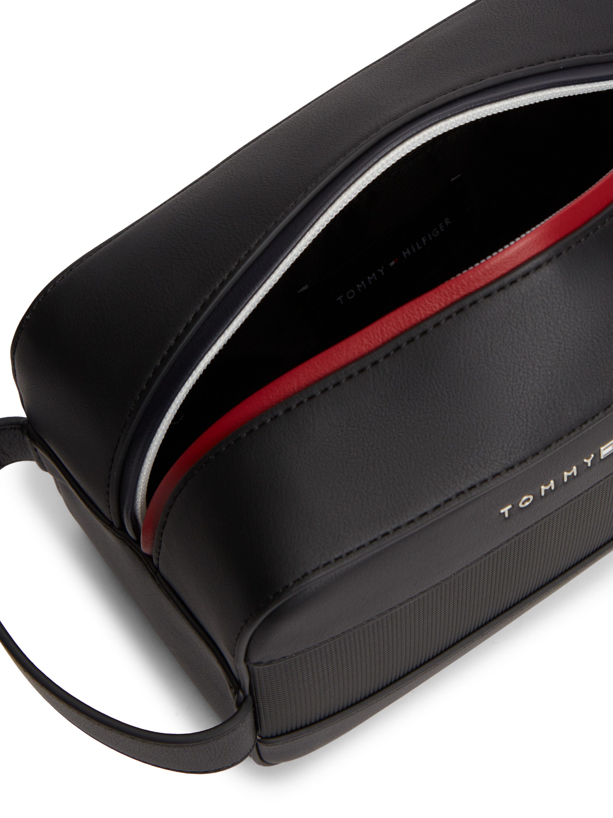 Tommy Hilfiger Kulturbeutel TH FOUNDATION WASHBAG, Unisex Kosmetiktasche, Waschbeutel mit farbiger Pasepelierung