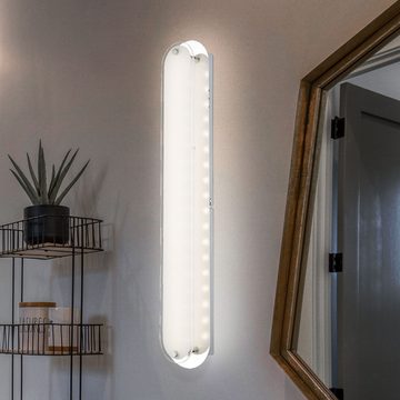 Globo LED Wandleuchte, LED-Leuchtmittel fest verbaut, Warmweiß, Wandleuchte Wandlampe Wohnzimmerleuchte Glas teilsatiniert Chrom