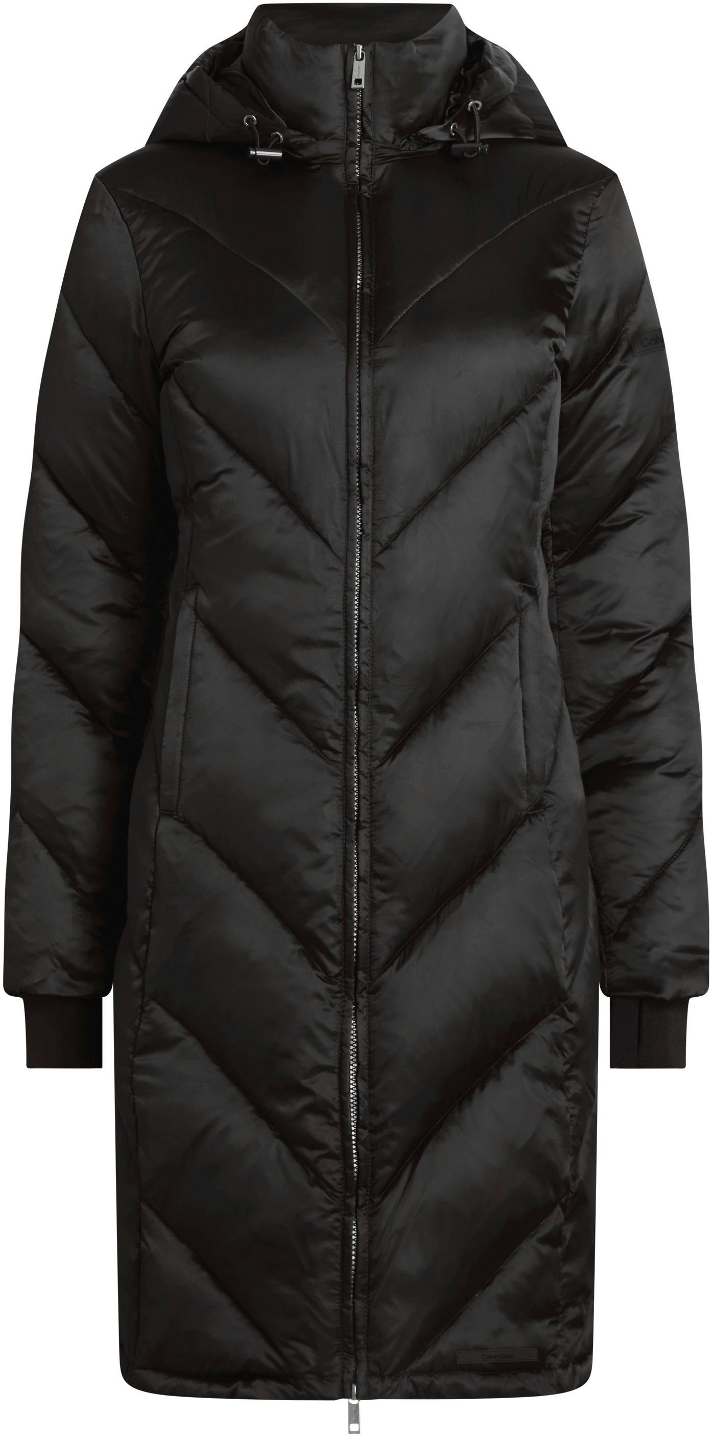 Mit schlichtem Design Calvin Klein Steppmantel COAT mit Ck Markenlabel Black PADDED PEARLESCENT