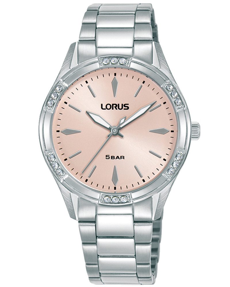 LORUS Quarzuhr RG299YX9, Armbanduhr, Damenuhr, Edelstahlarmband, analog, Glassteine