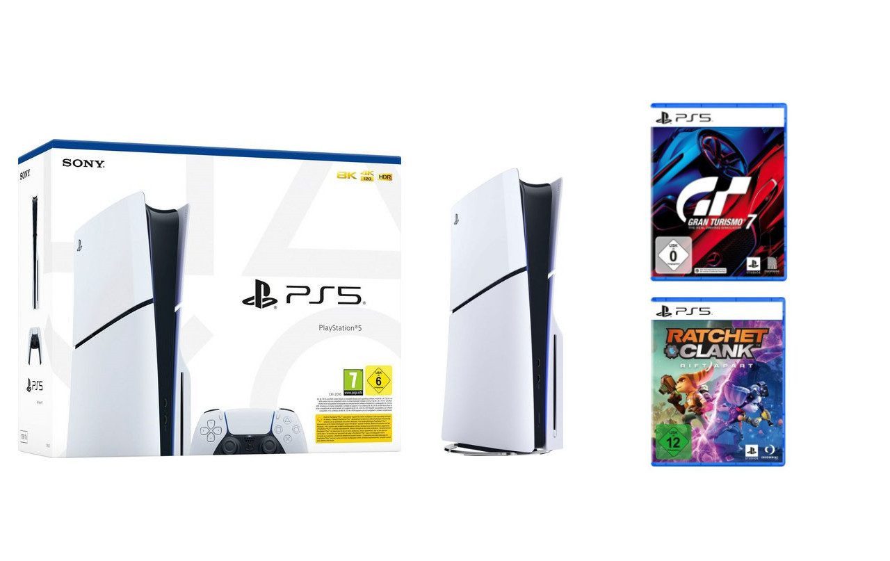 Playstation PS5 Disk Slim inkl. GT7 & Ratchet & Clank: Rift Apart (Konsolen-Bundle, inkl. Gran Turismo 7 & Ratchet & Clank: Rift Apart)