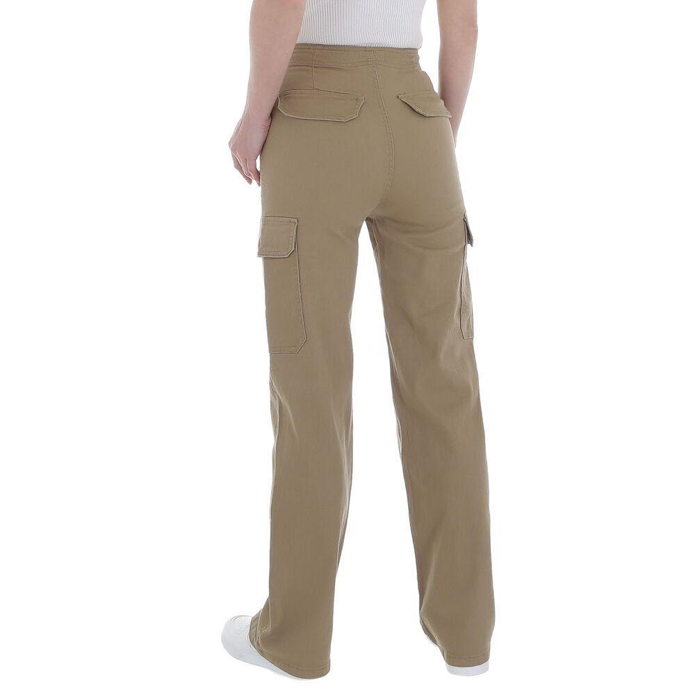 Ital-Design Cargohose Damen Freizeit Stoffhose in Beige