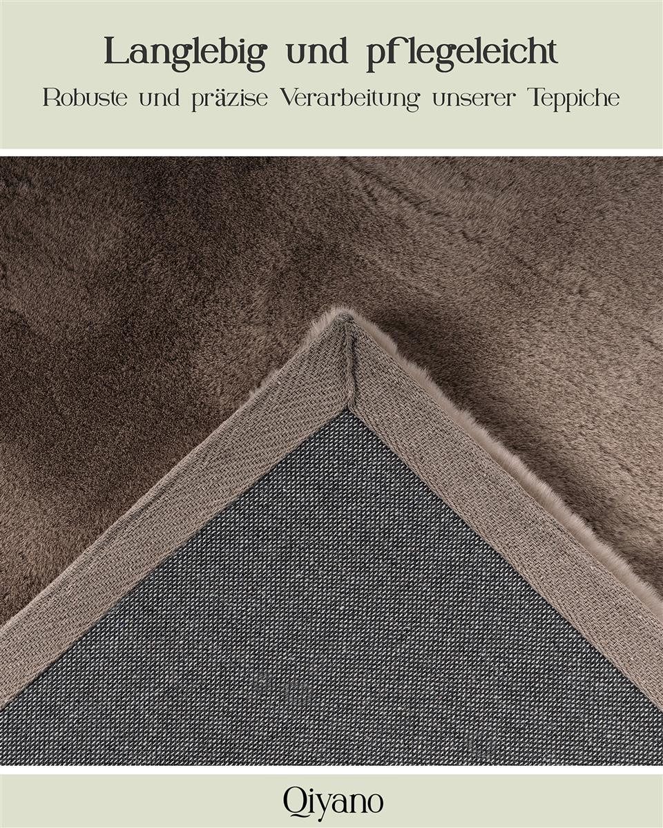 Qiyano Teppich Hochflorteppich Wanga 100 Taupe 80 x 150 cm, Rechteckig