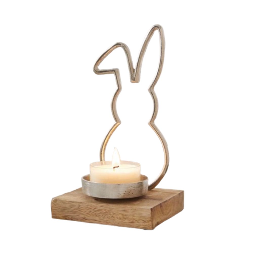 Home-trends24.de Teelichthalter Hase Osterhase Teelichthalter Deko Frühling Ostern Figur Beleuchtung