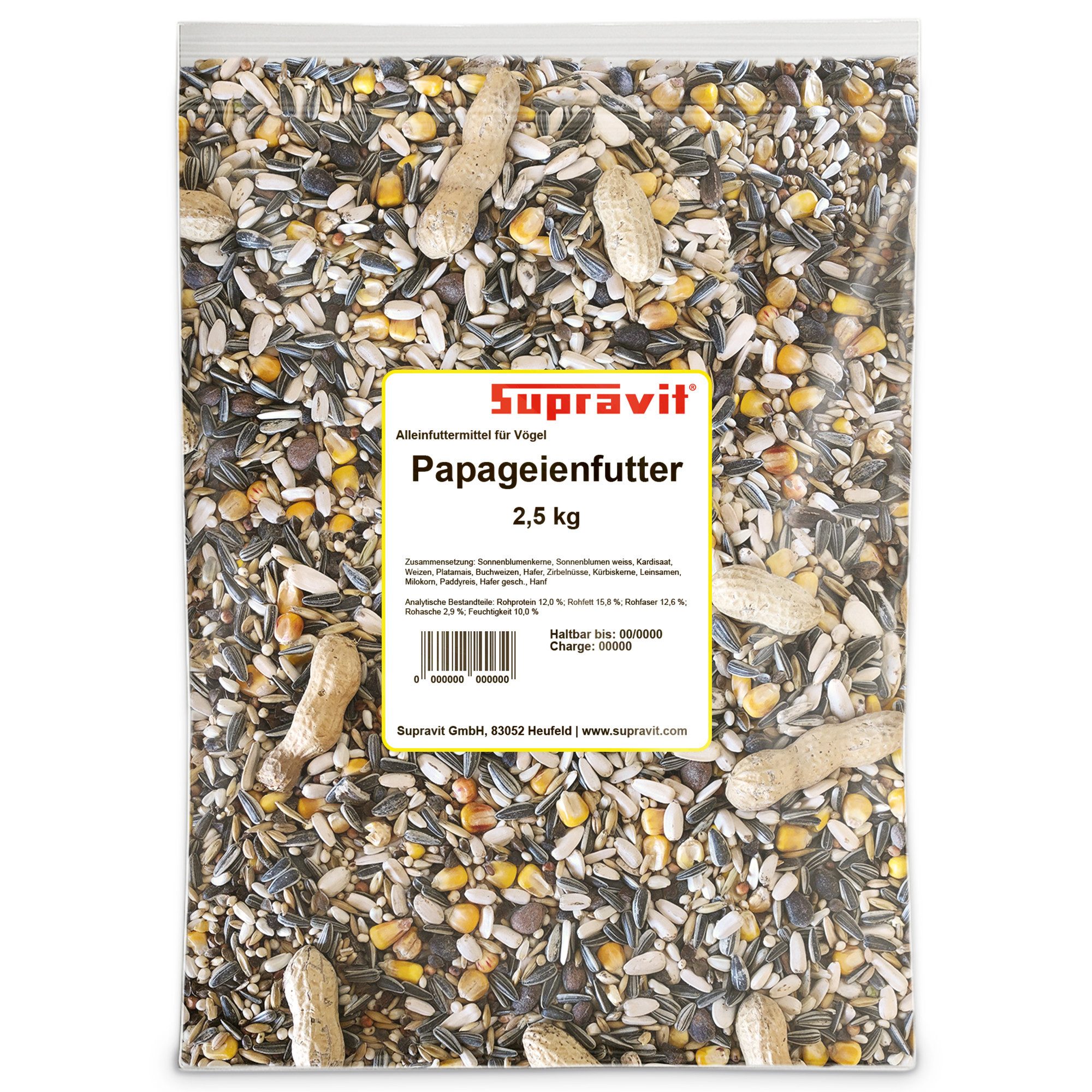Supravit Papageienfutter - Premium Saaten- & Körnermischung, Hauptfutter für: Ziervogel von Supravit
